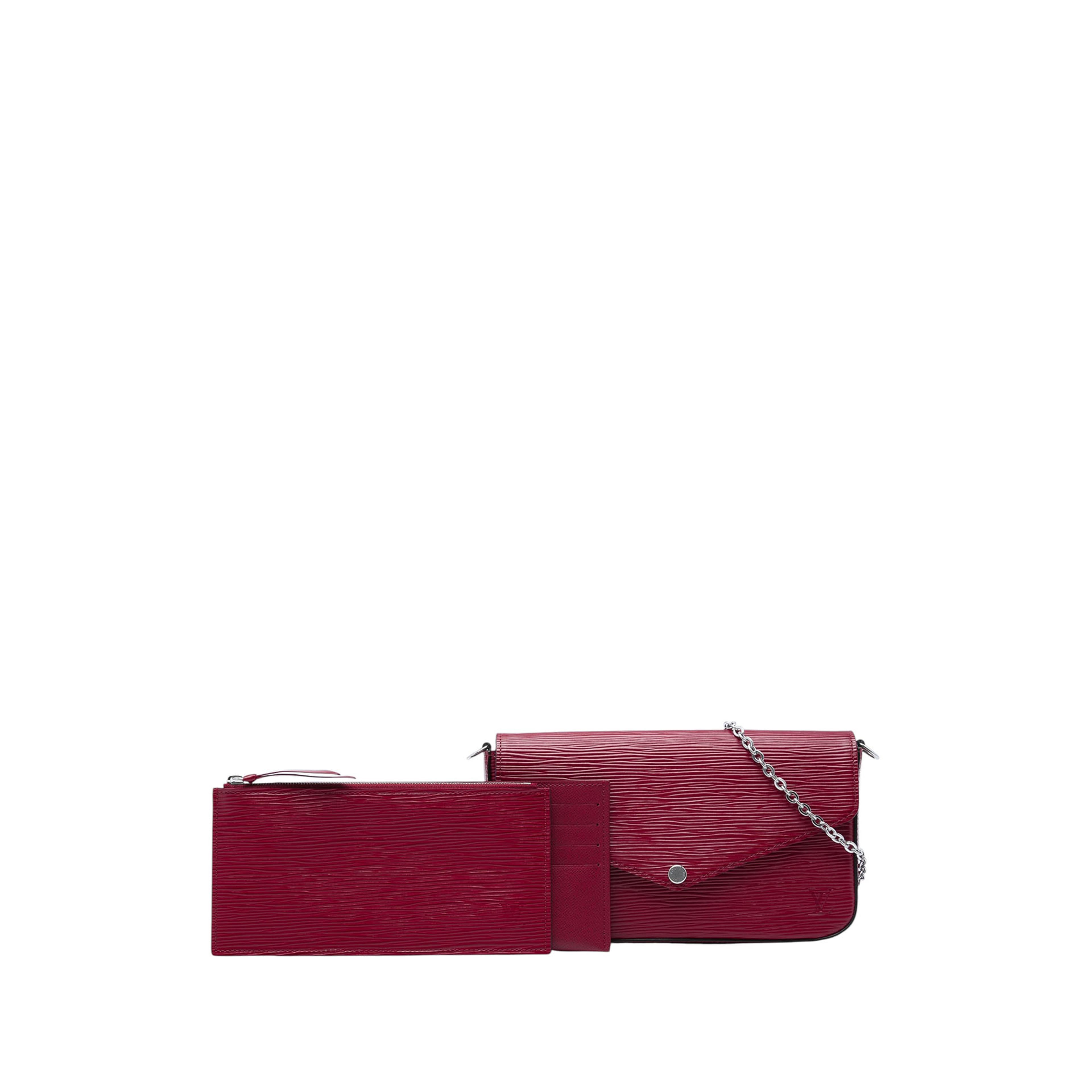 Louis Vuitton Epi Pochette Felicie, från Luxclusif, i färgen röd. Klicka för att öppna bilden i stort format