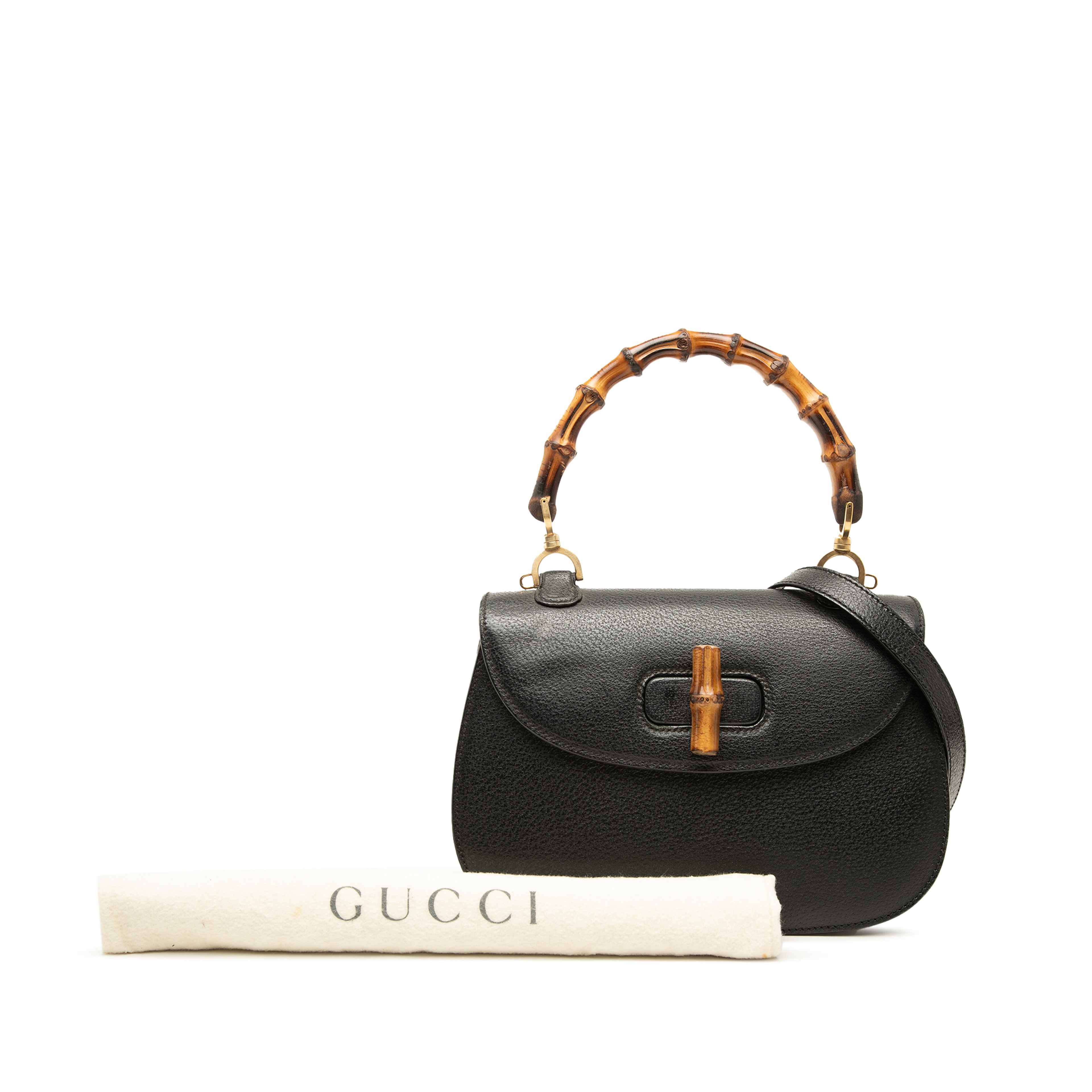 Gucci Grained Calfskin Bamboo Night, från Luxclusif, i färgen svart. Klicka för att öppna bilden i stort format