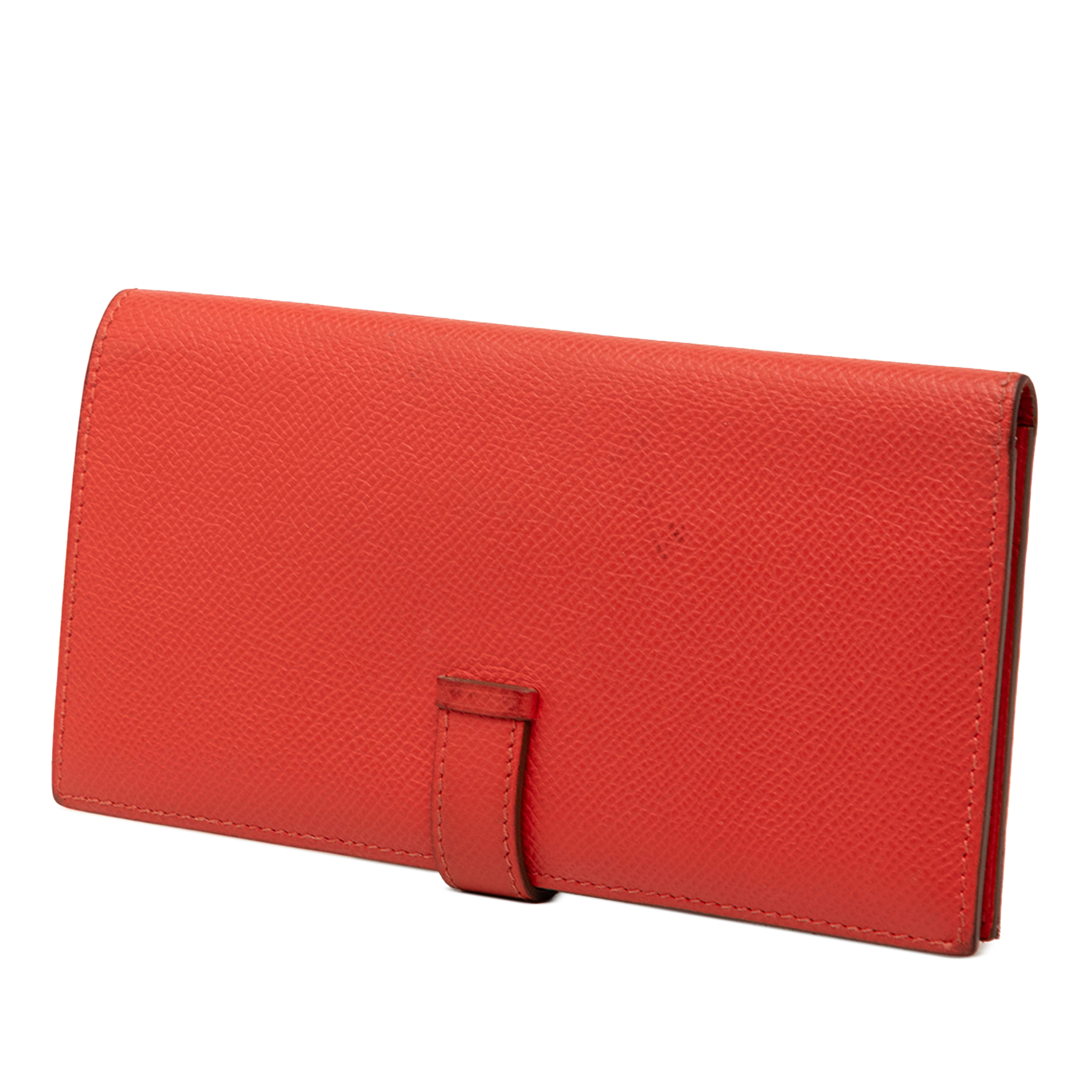 Hermès Epsom Bearn Wallet, från Luxclusif, i färgen röd. Klicka för att öppna bilden i stort format