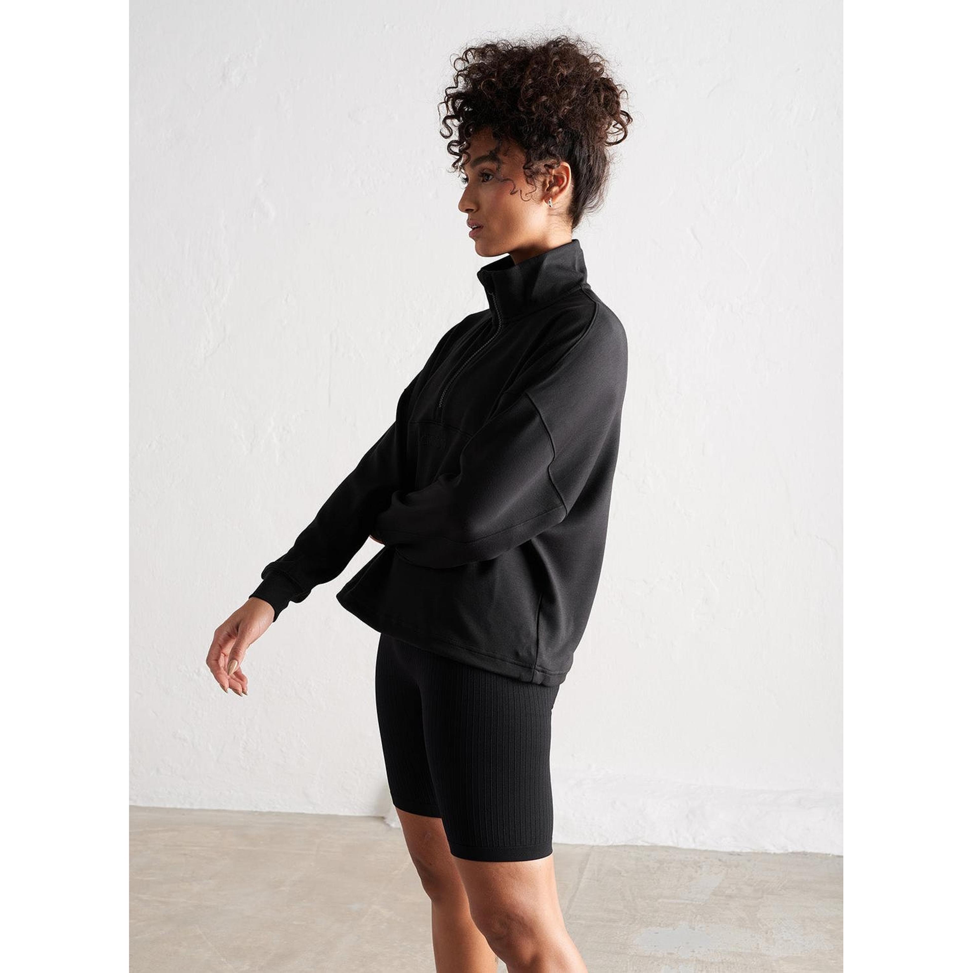 Black Comfy Modal Half Zip