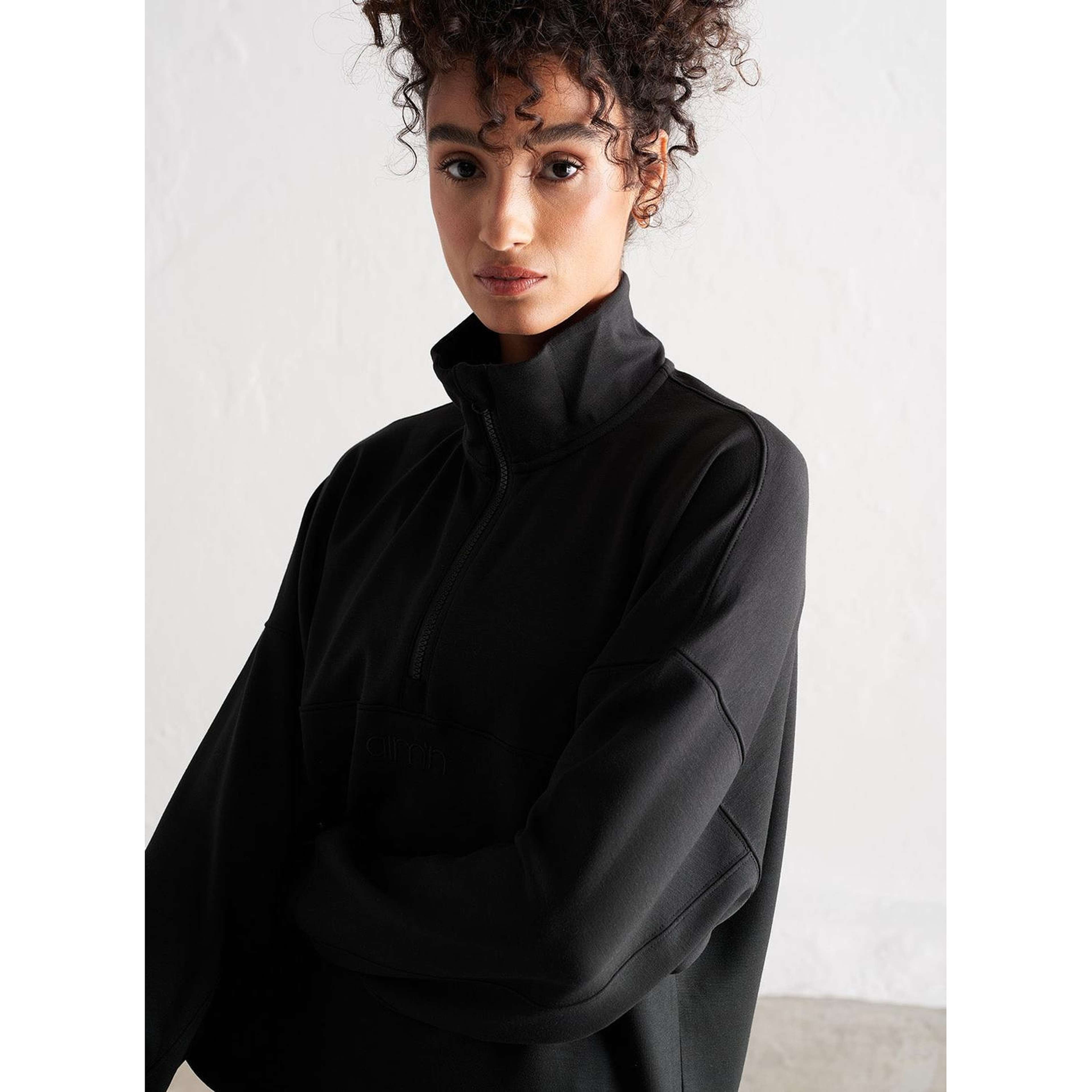 Black Comfy Modal Half Zip