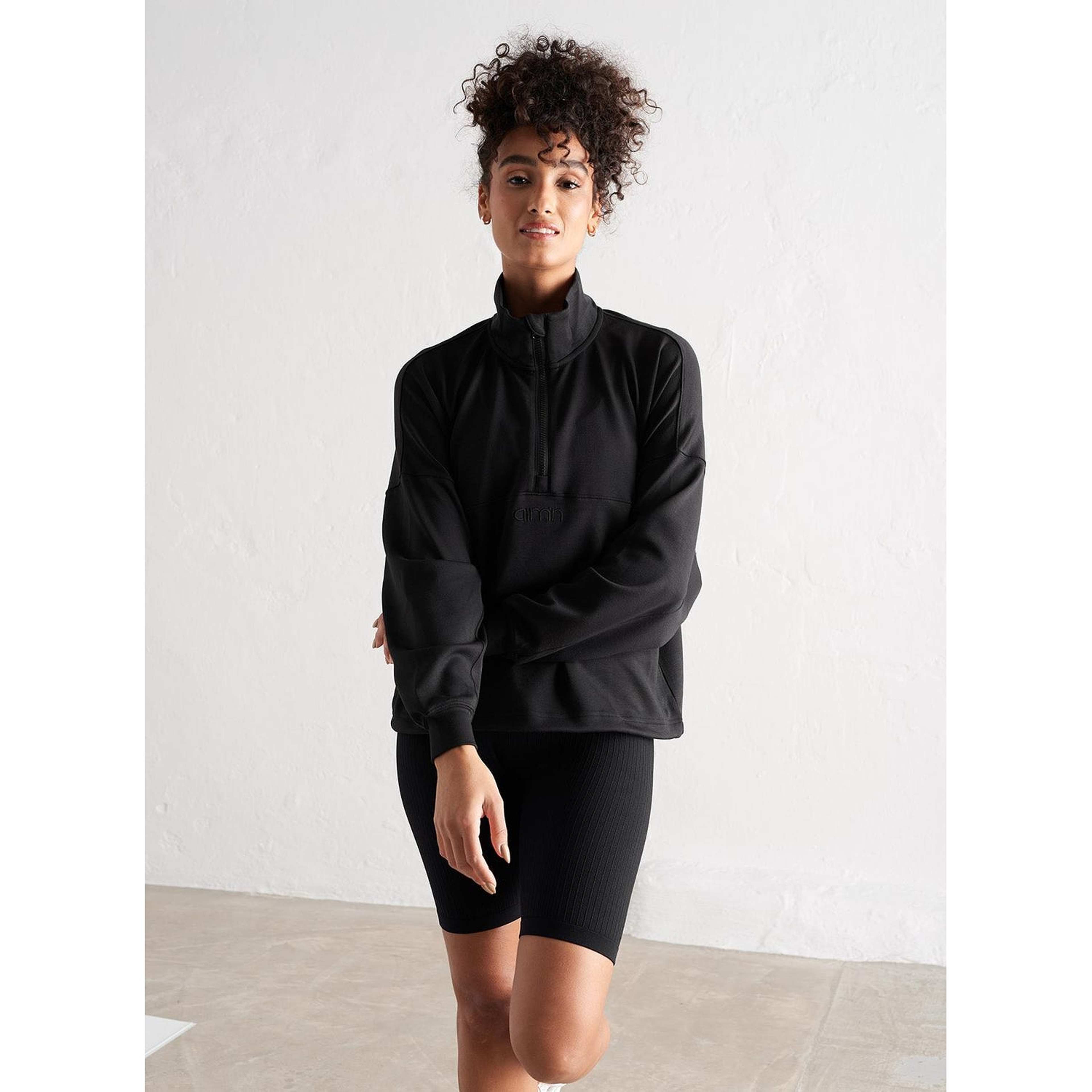 Black Comfy Modal Half Zip