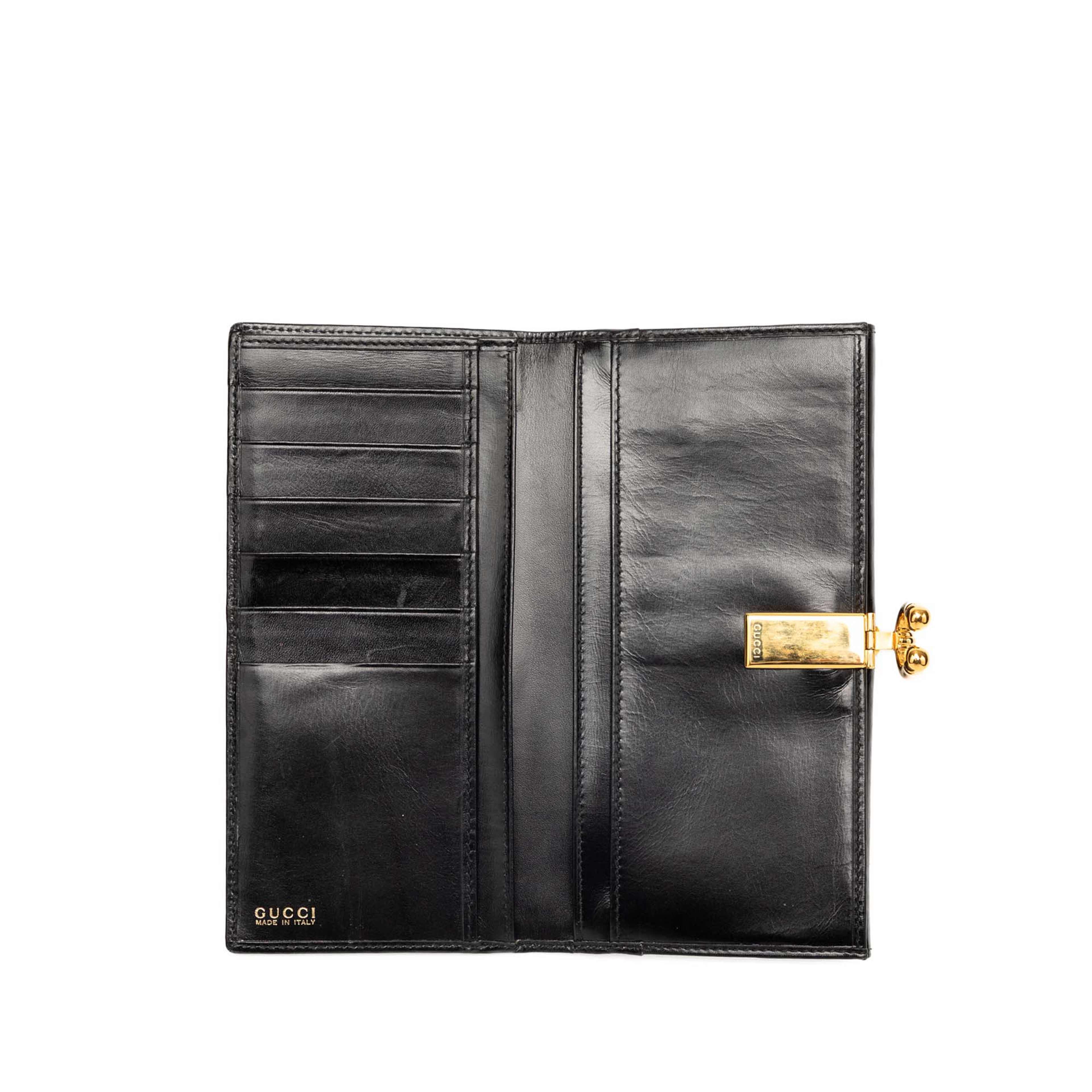 Gucci Calfskin Horseshoe Long Wallet, från Luxclusif, i färgen black. Klicka för att öppna bilden i stort format