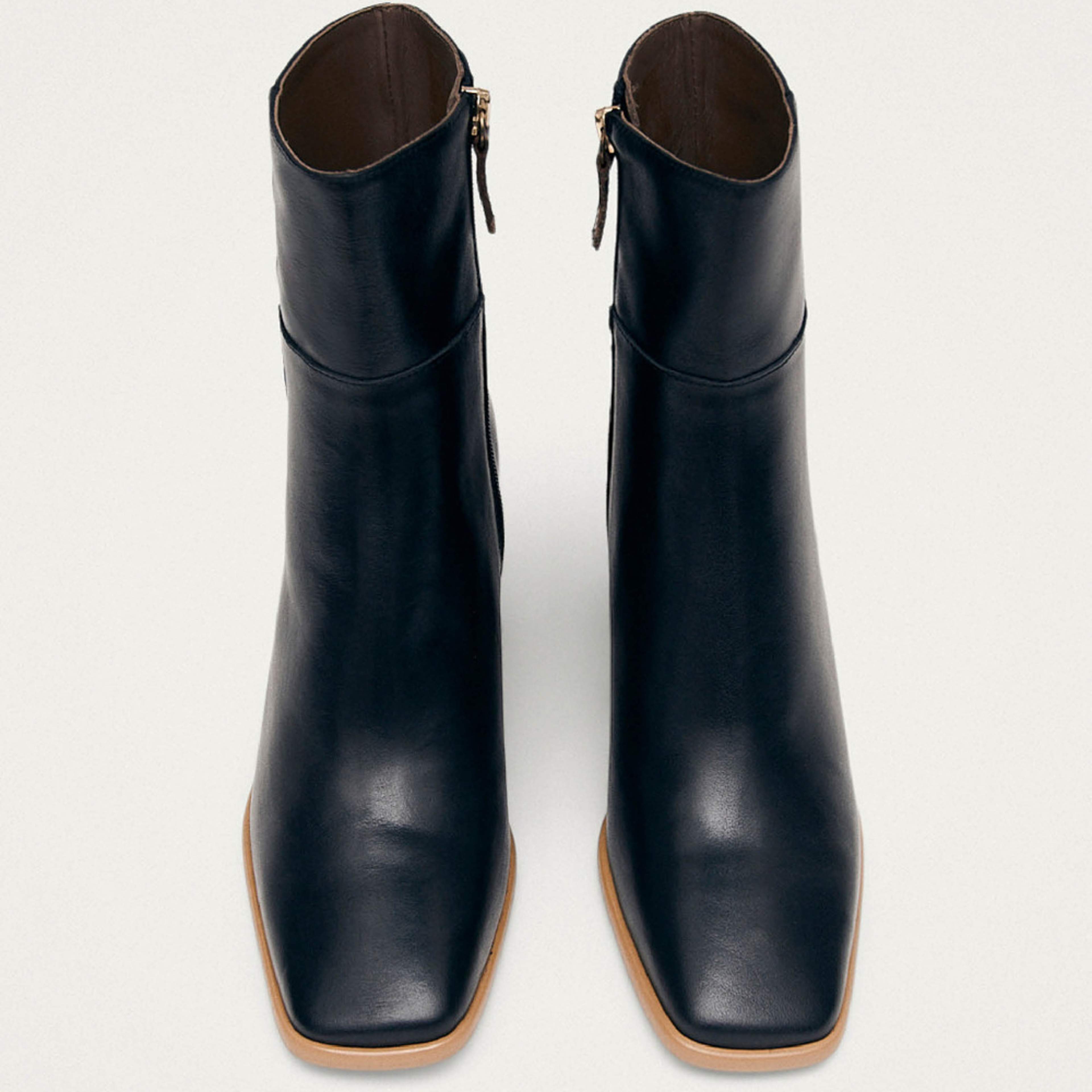 West Vintage Black Leather Ankle Boots
