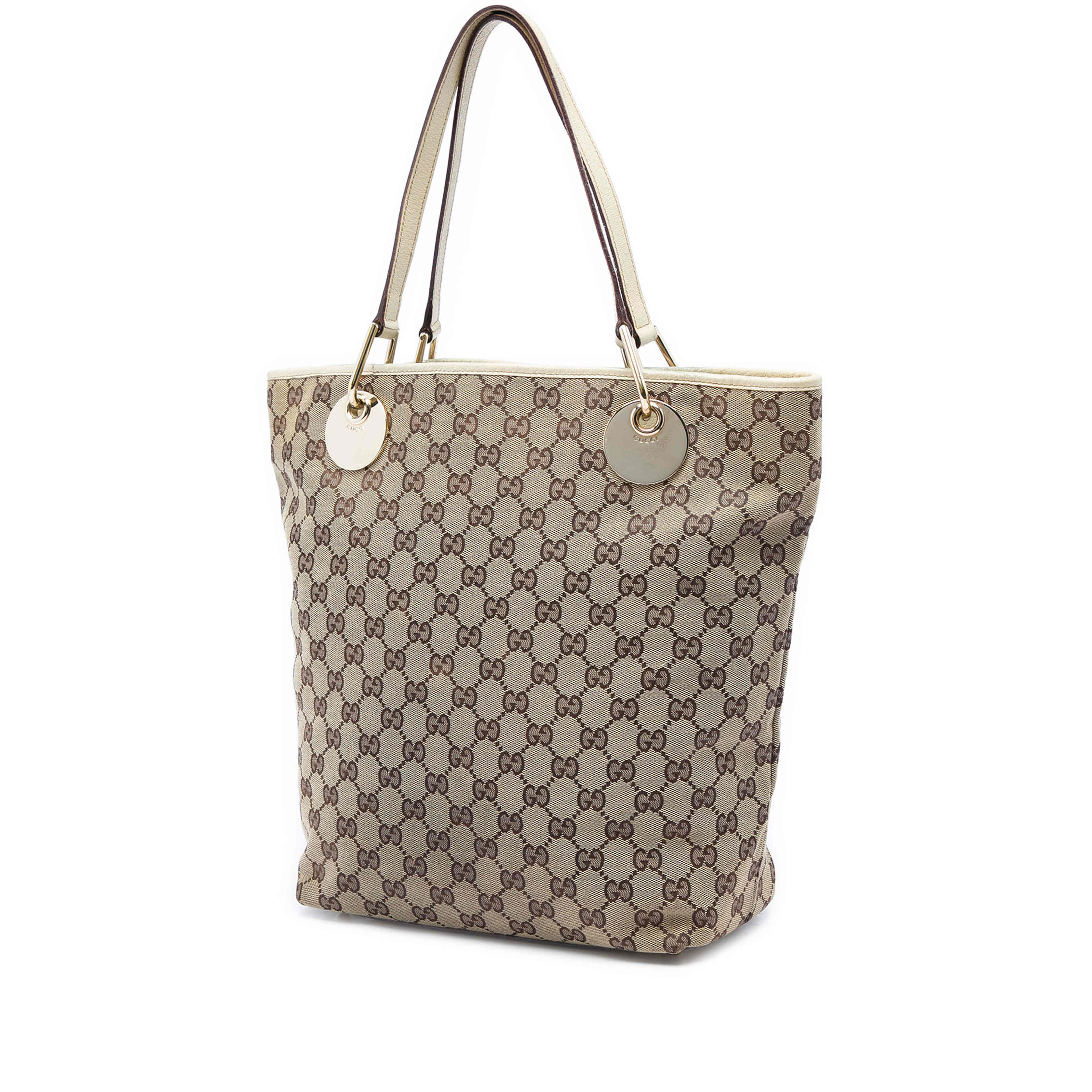 Gucci Large Gg Canvas Eclipse Tote, från Luxclusif, i färgen vit. Klicka för att öppna bilden i stort format