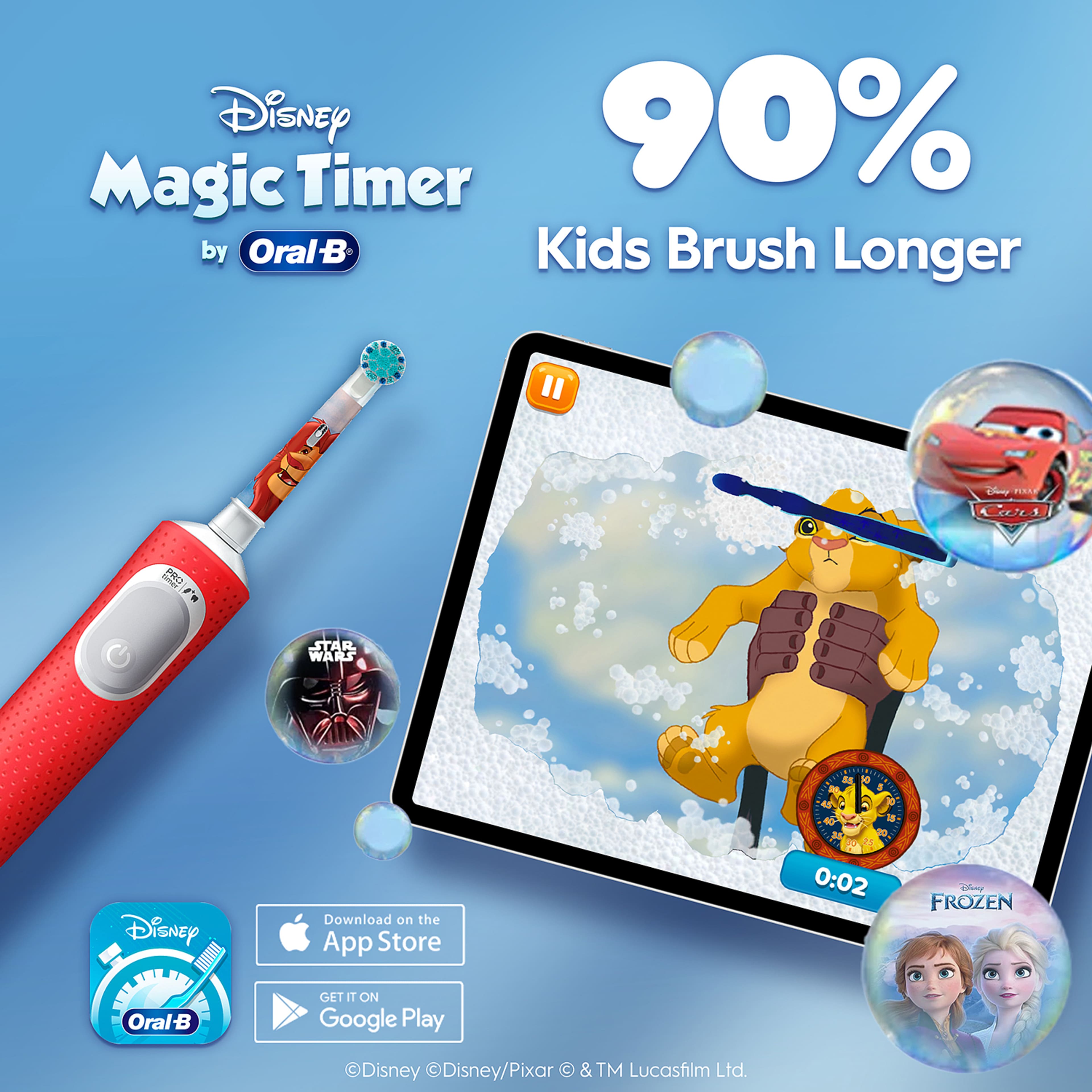 Eltandborste  Vitality Pro Kids Lion King + Resefodral, från Oral-B, i färgen orange. Klicka för att öppna bilden i stort format