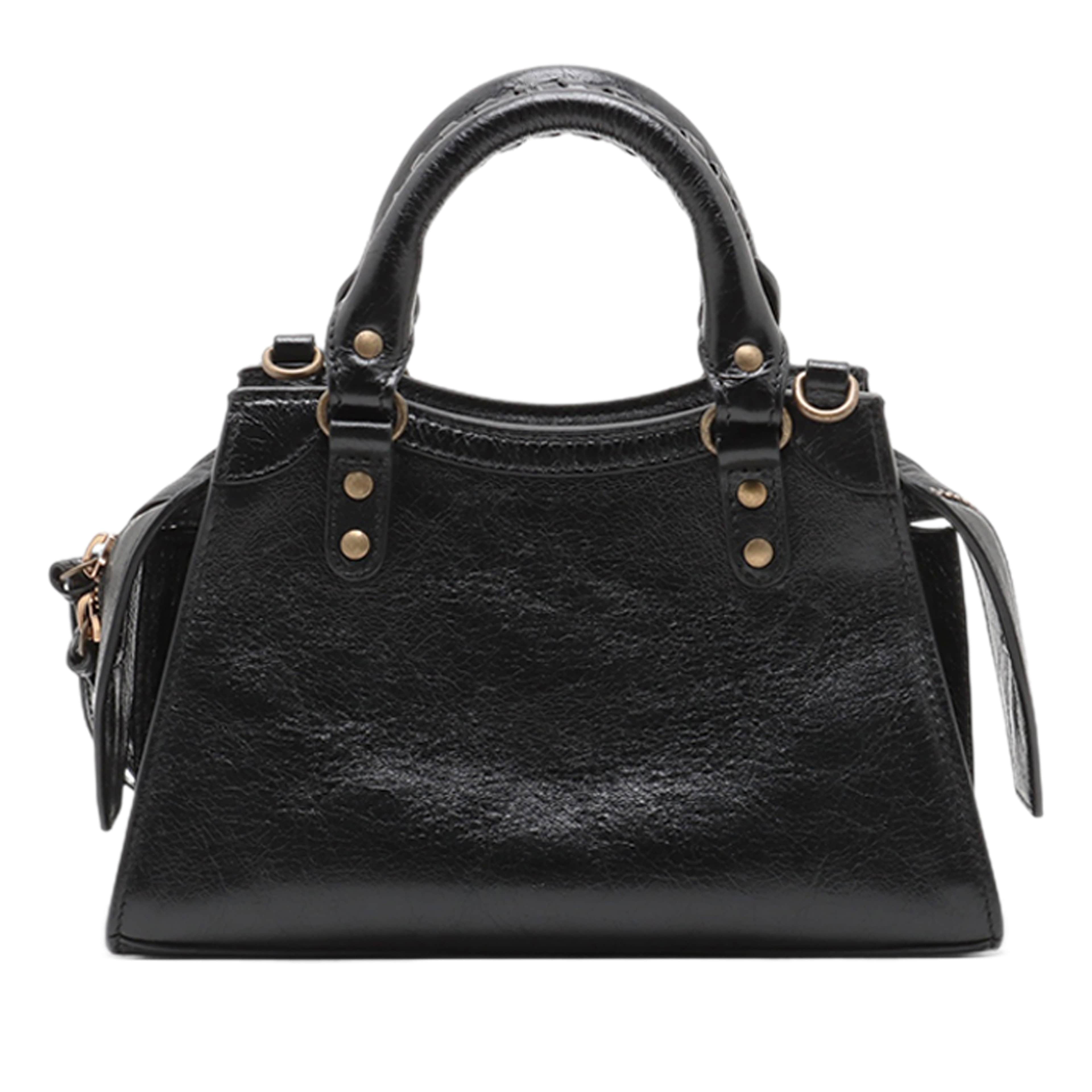 Balenciaga Mini Embellished Lambskin Neo Classic City Satchel, från Luxclusif, i färgen black. Klicka för att öppna bilden i stort format