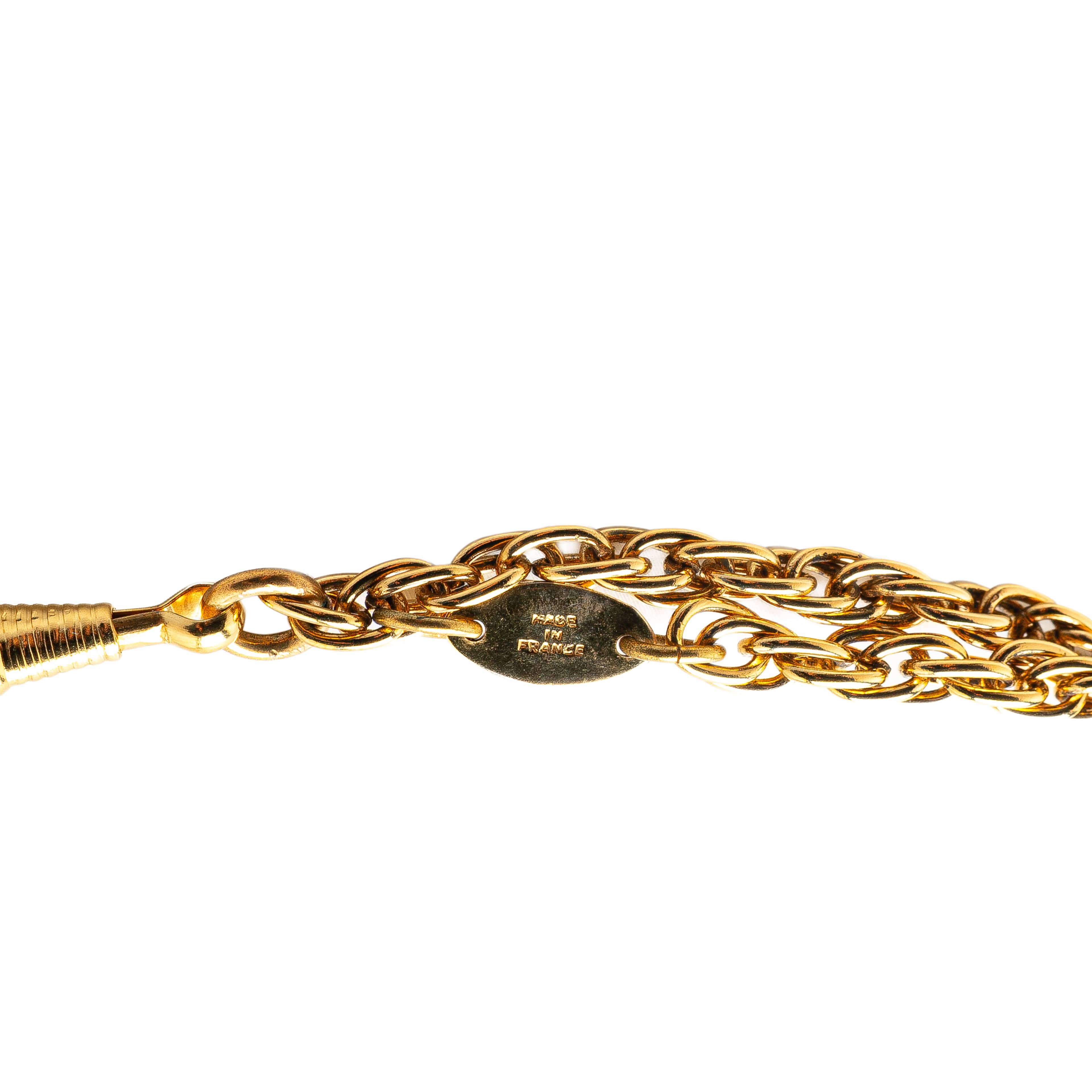 Chanel Gold Plated Double Chain Loupe Magnifying Glass Pendant Necklace