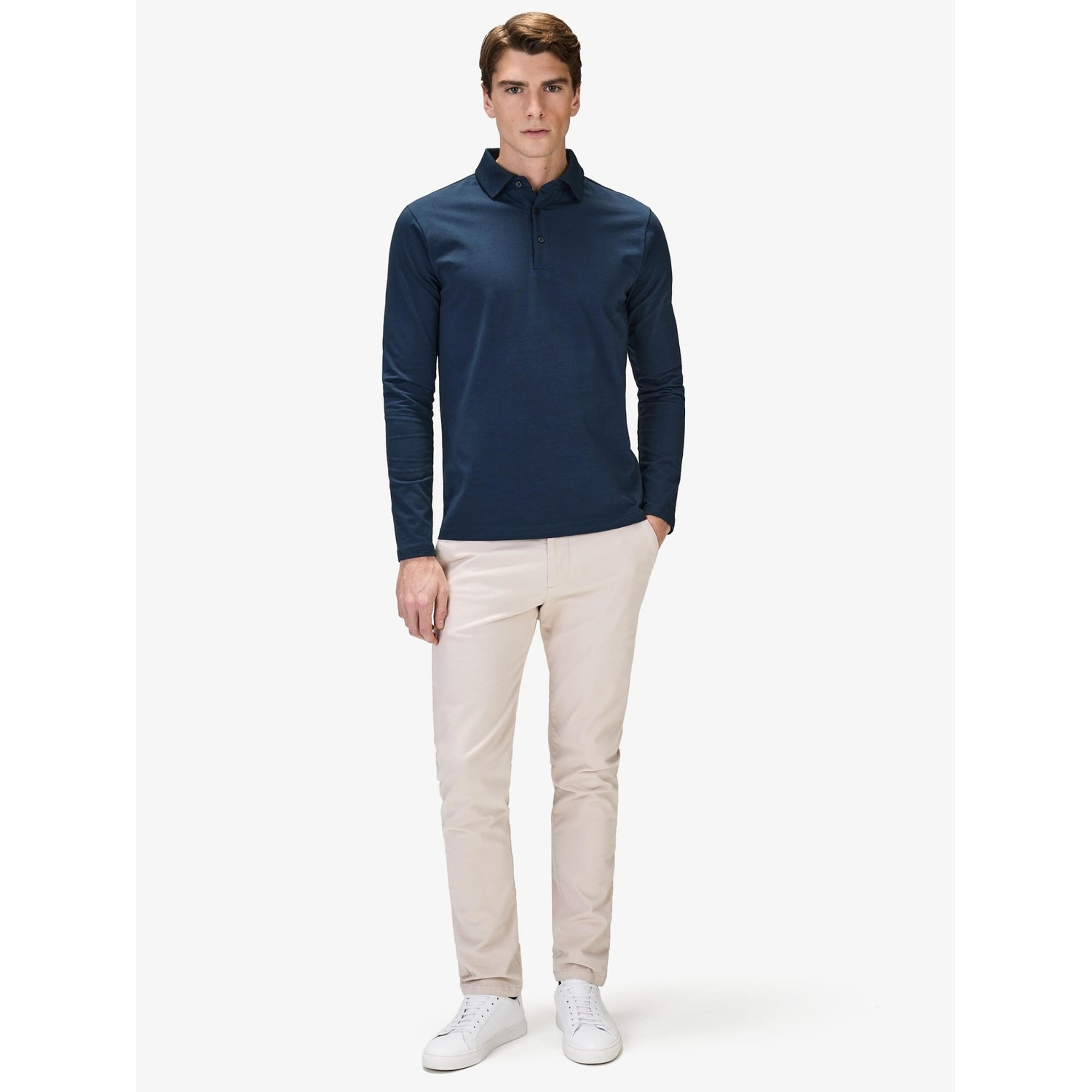 Cotton Fitted Stretch L/s Polo Shirt Jersey