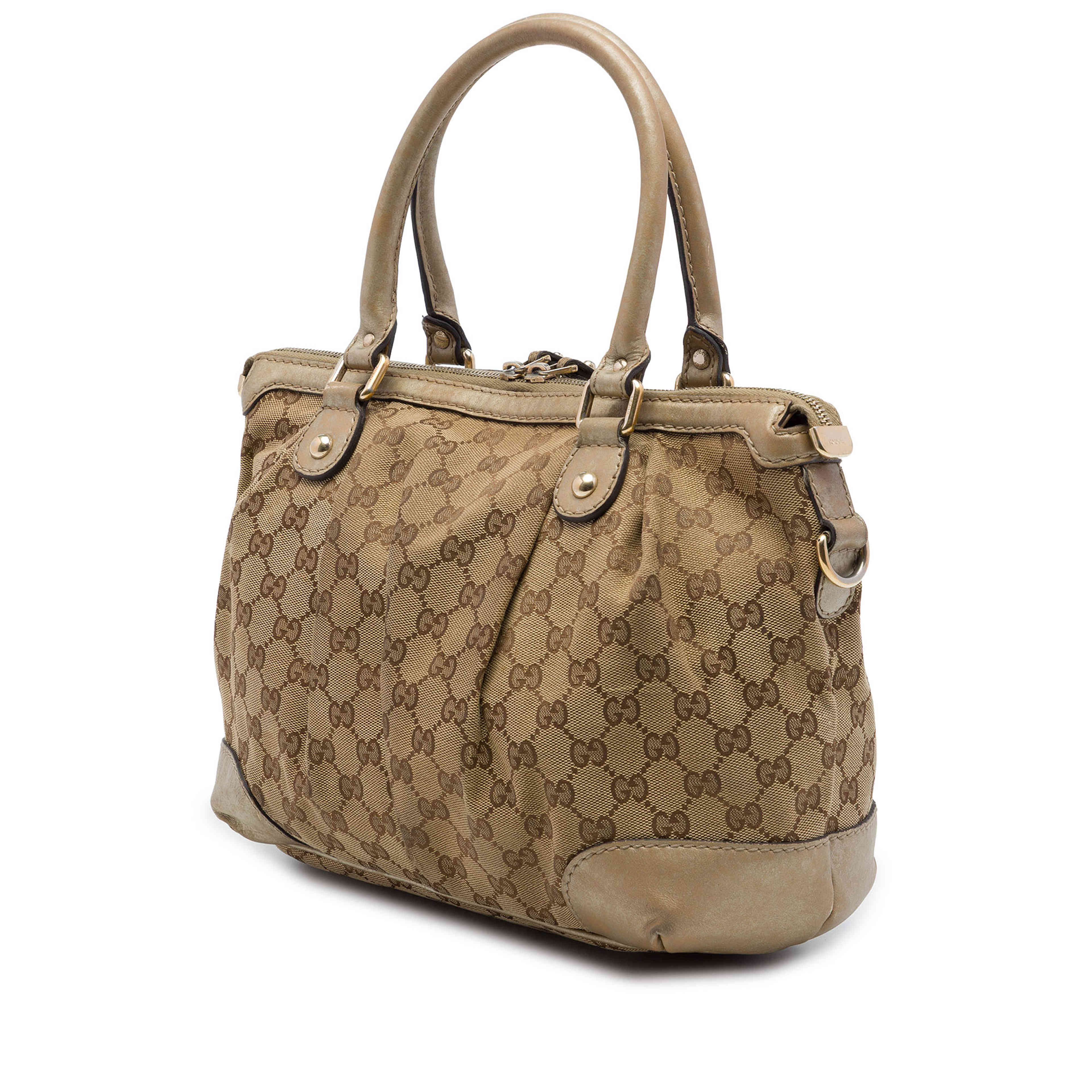 Gucci Gg Canvas Sukey Satchel, från Luxclusif, i färgen beige. Klicka för att öppna bilden i stort format