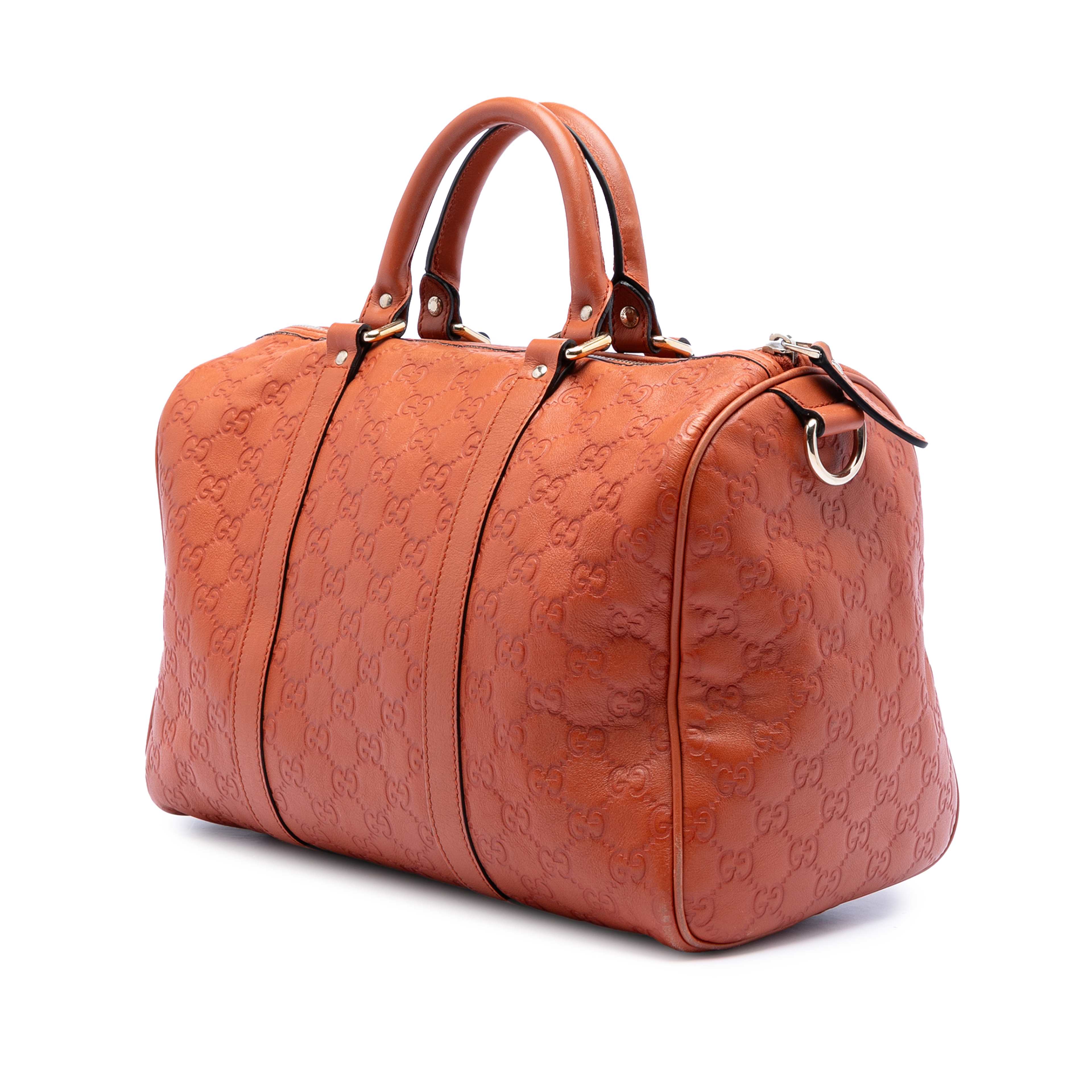 Gucci Medium Guccissima Joy Boston Bag, från Luxclusif, i färgen orange. Klicka för att öppna bilden i stort format