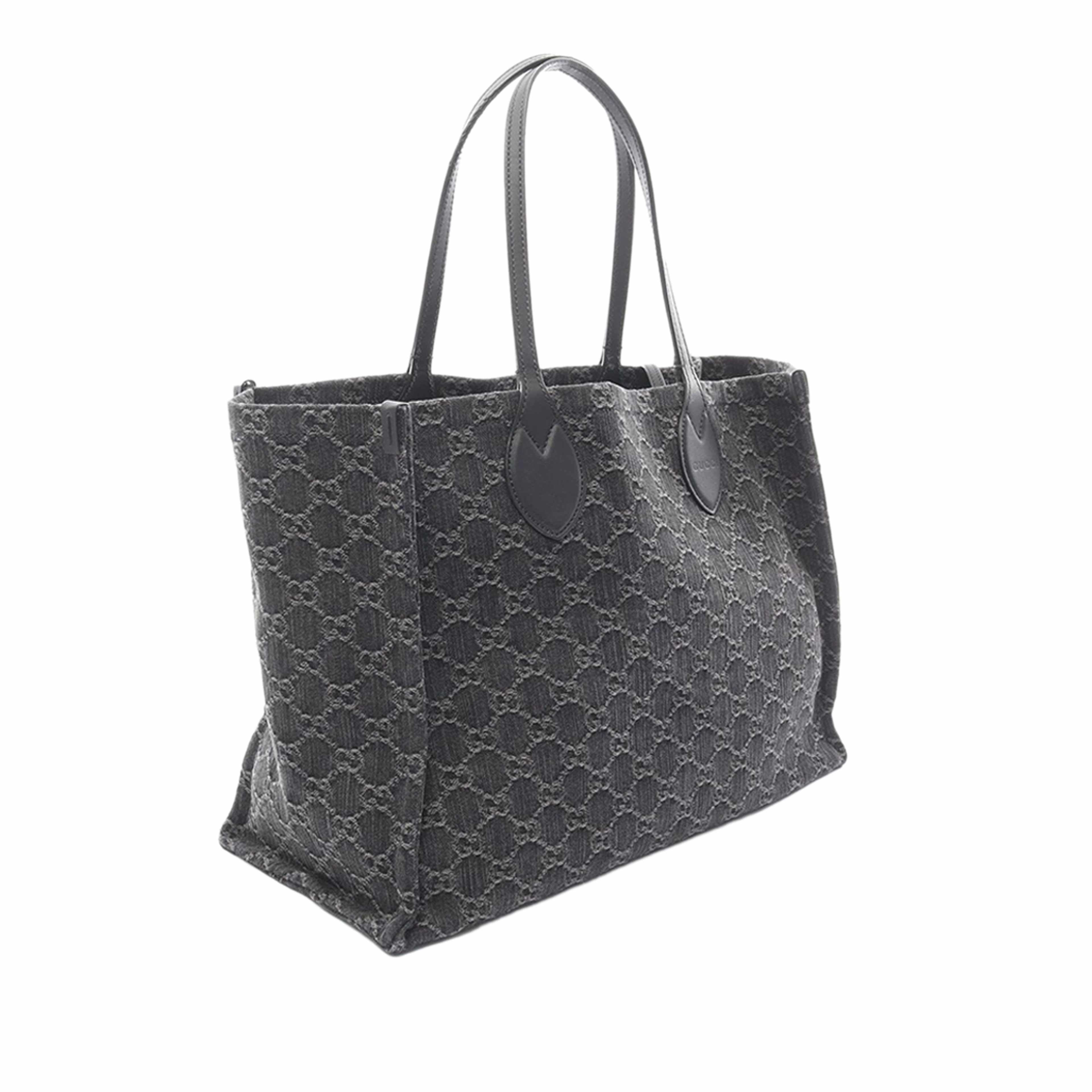 Gucci Large Gg Denim Ophidia Tote, från Luxclusif, i färgen dark gray. Klicka för att öppna bilden i stort format