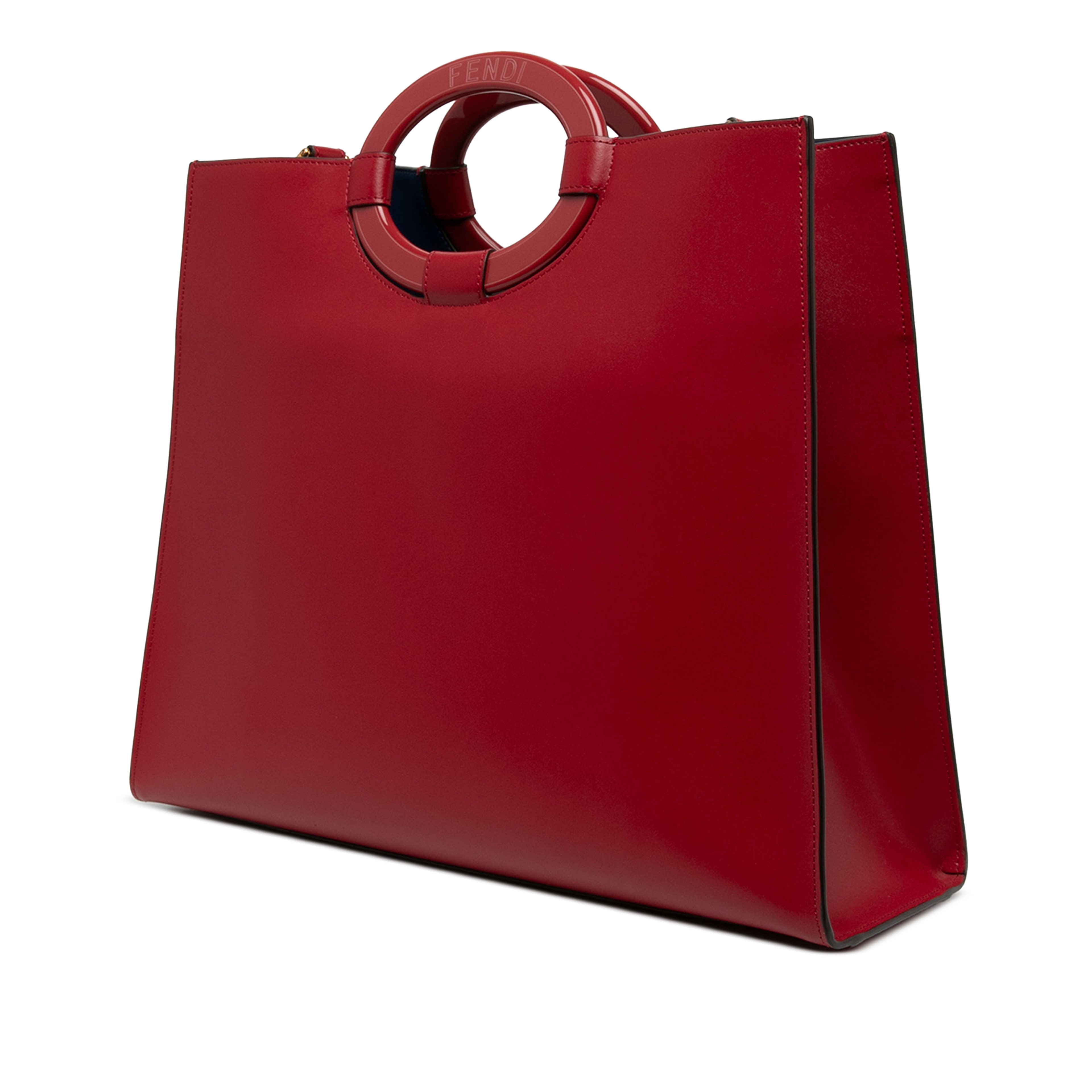 Fendi Medium Perforated Leather Runaway Tote, från Luxclusif, i färgen röd. Klicka för att öppna bilden i stort format