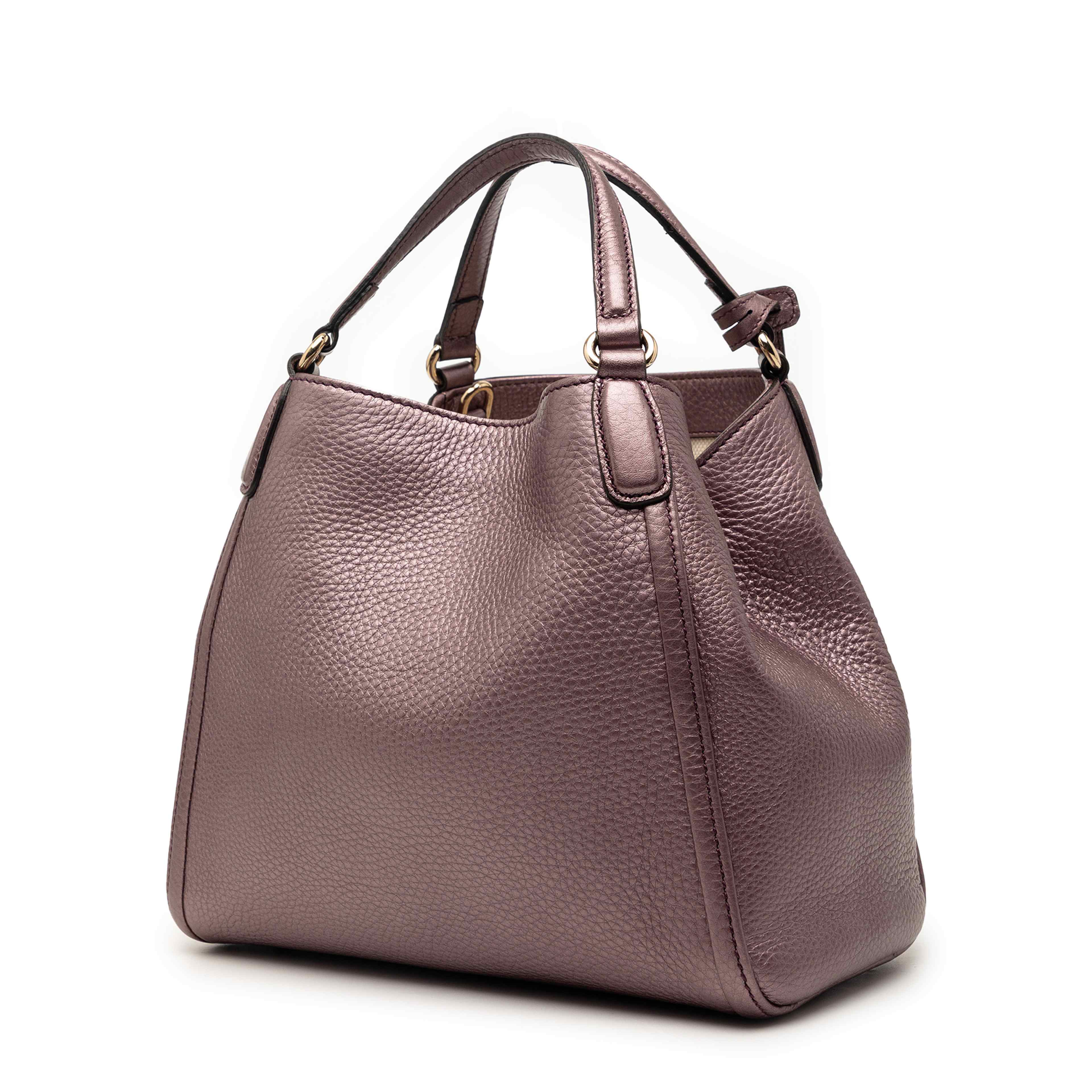 Gucci Small Calfskin Soho Satchel, från Luxclusif, i färgen purpur. Klicka för att öppna bilden i stort format