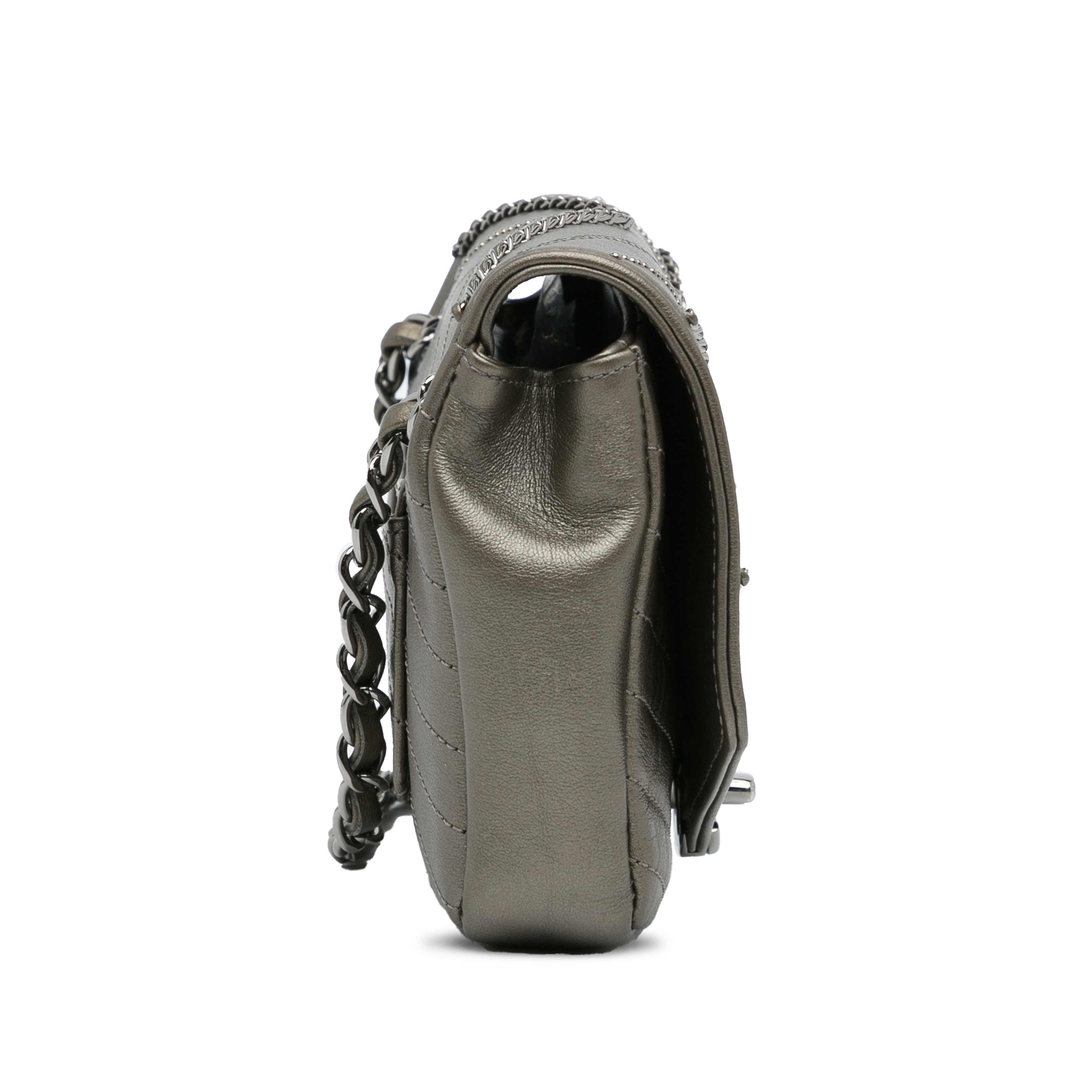 Chanel Mini Embellished Calfskin Chevron Square Envelop Flap