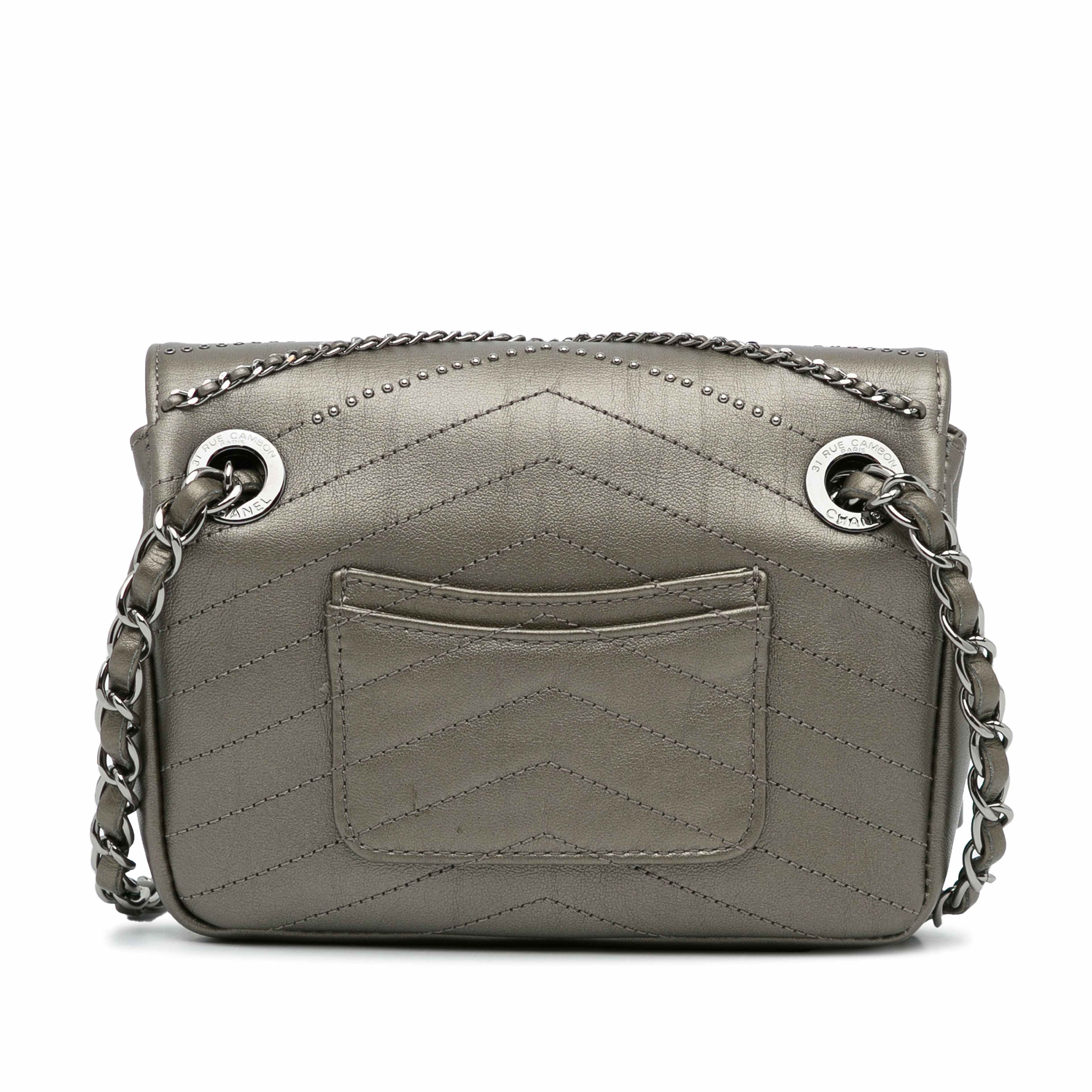 Chanel Mini Embellished Calfskin Chevron Square Envelop Flap