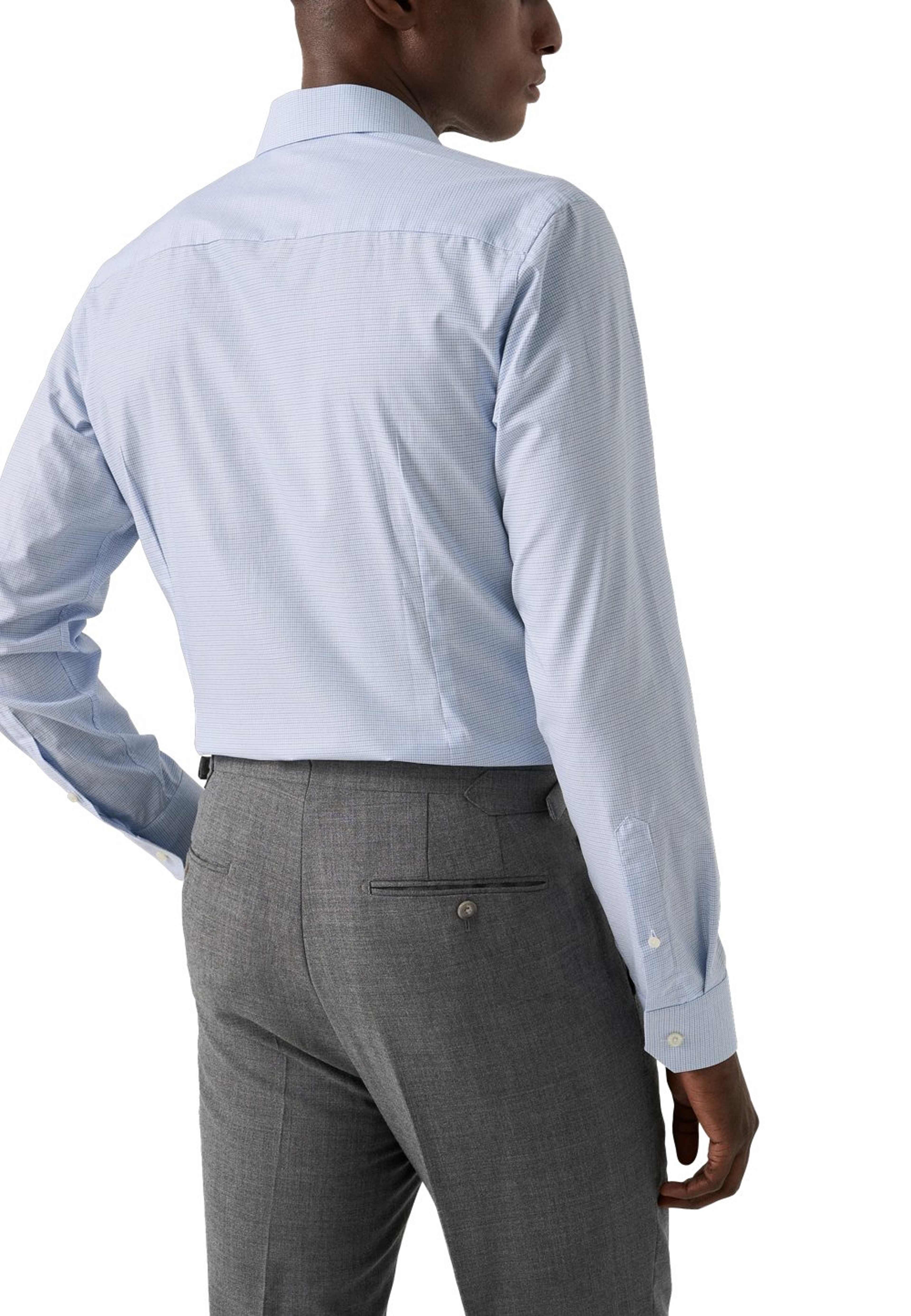 Rutig Fine Twill-skjorta Contemporary Fit, från Eton, i färgen light blue. Klicka för att öppna bilden i stort format