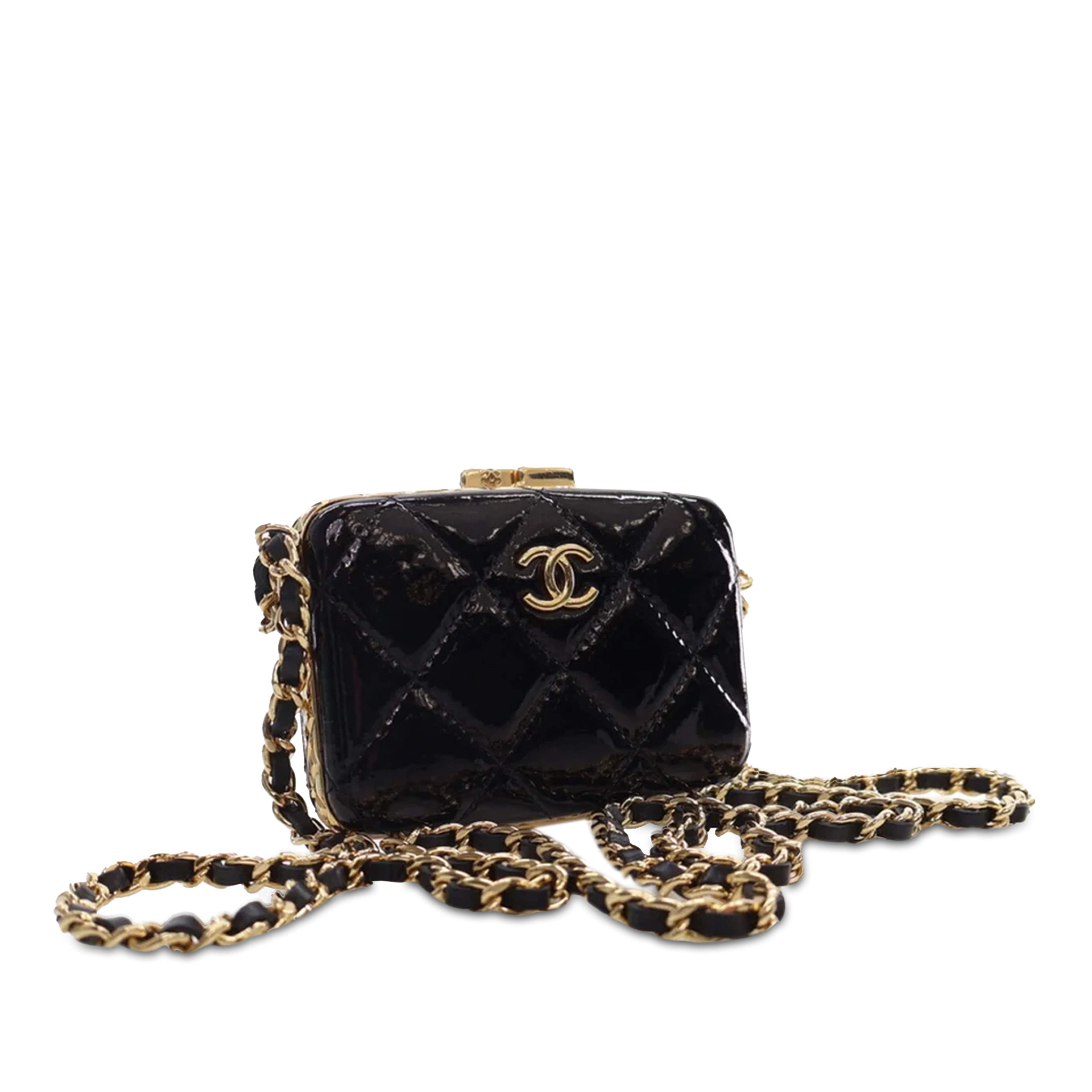 Chanel Small Glazed Goatskin Box With Chain