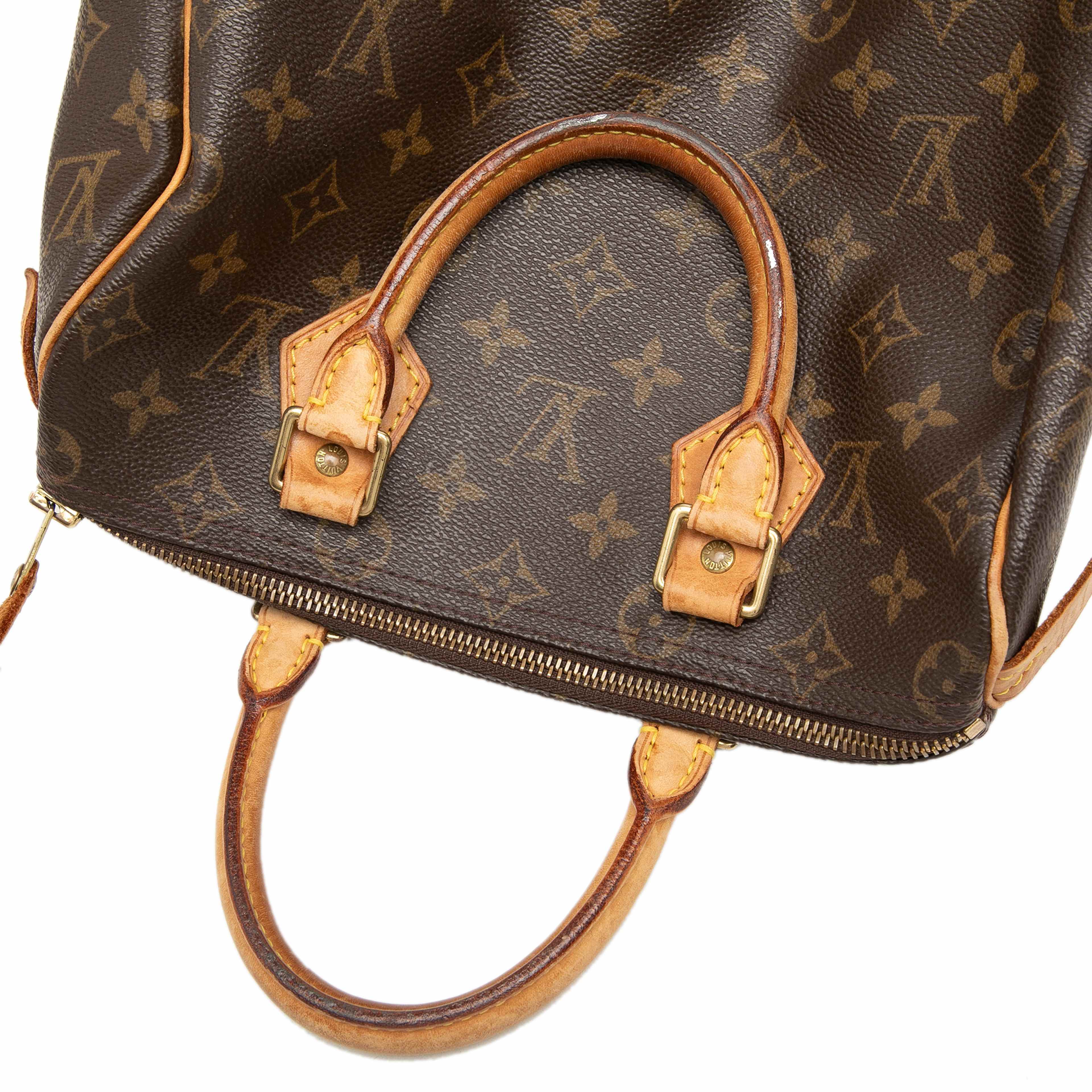 Louis Vuitton Monogram Speedy 25, från Luxclusif, i färgen brun. Klicka för att öppna bilden i stort format