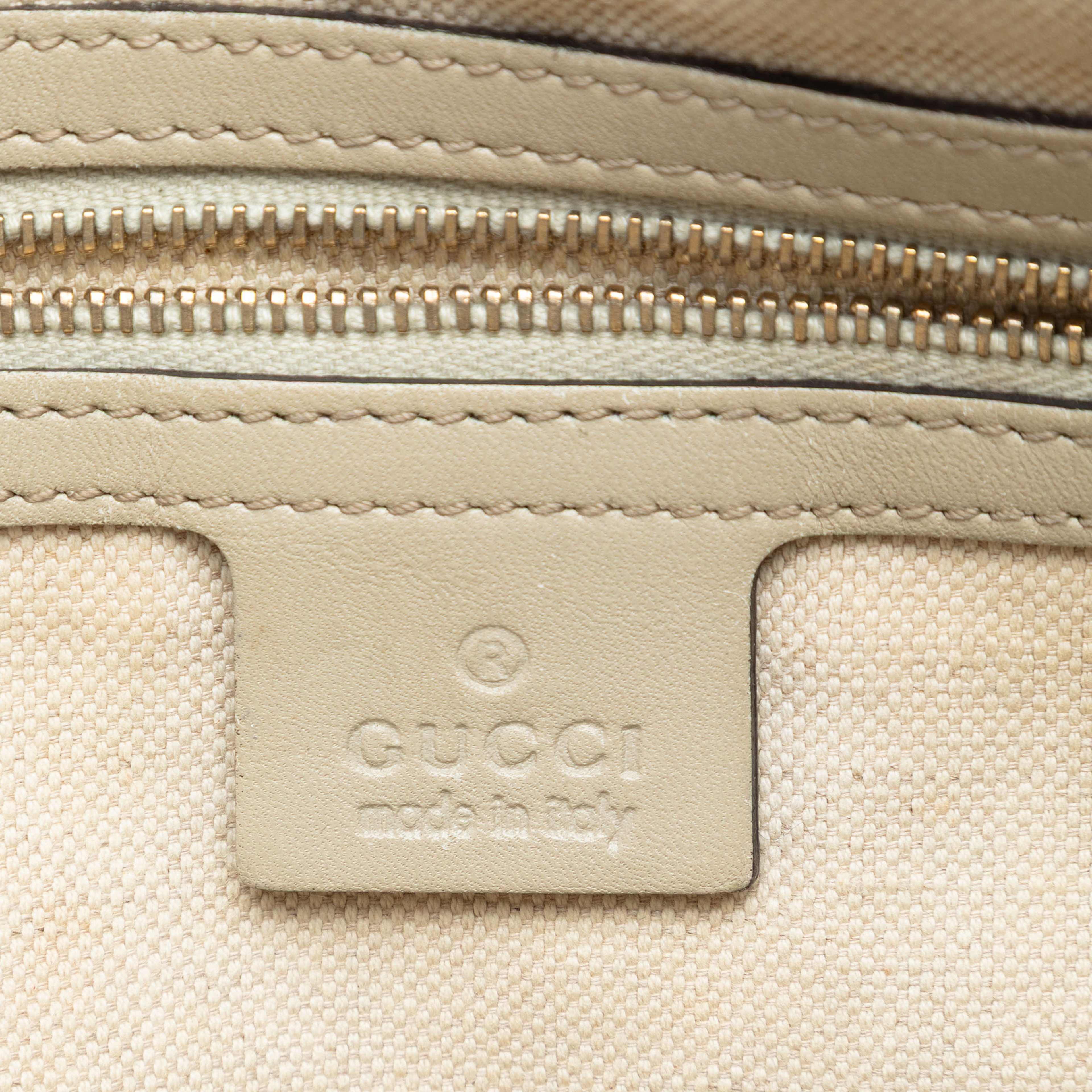 Gucci Gg Canvas Web Mayfair Satchel, från Luxclusif, i färgen beige. Klicka för att öppna bilden i stort format
