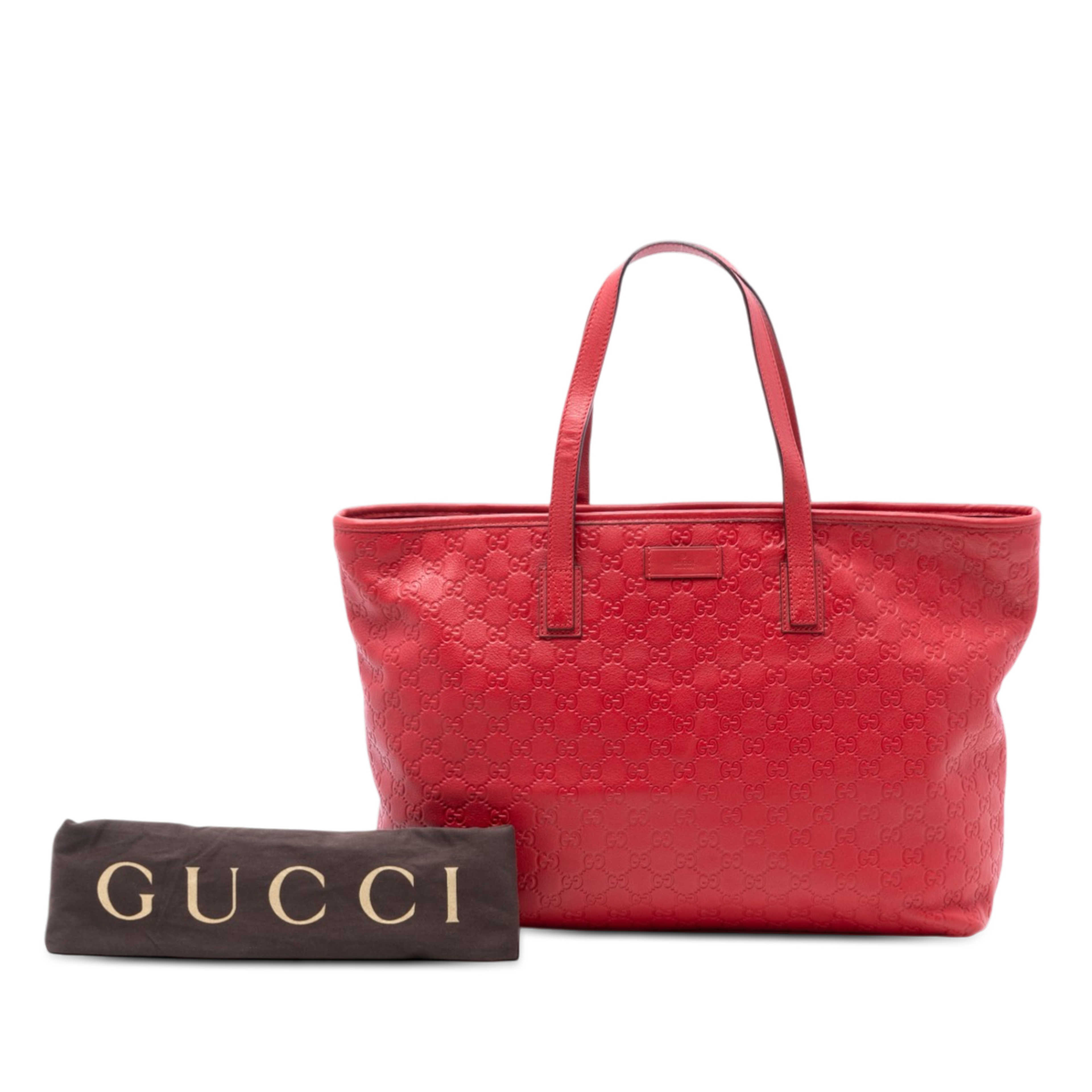Gucci Large Guccissima Tote, från Luxclusif, i färgen röd. Klicka för att öppna bilden i stort format