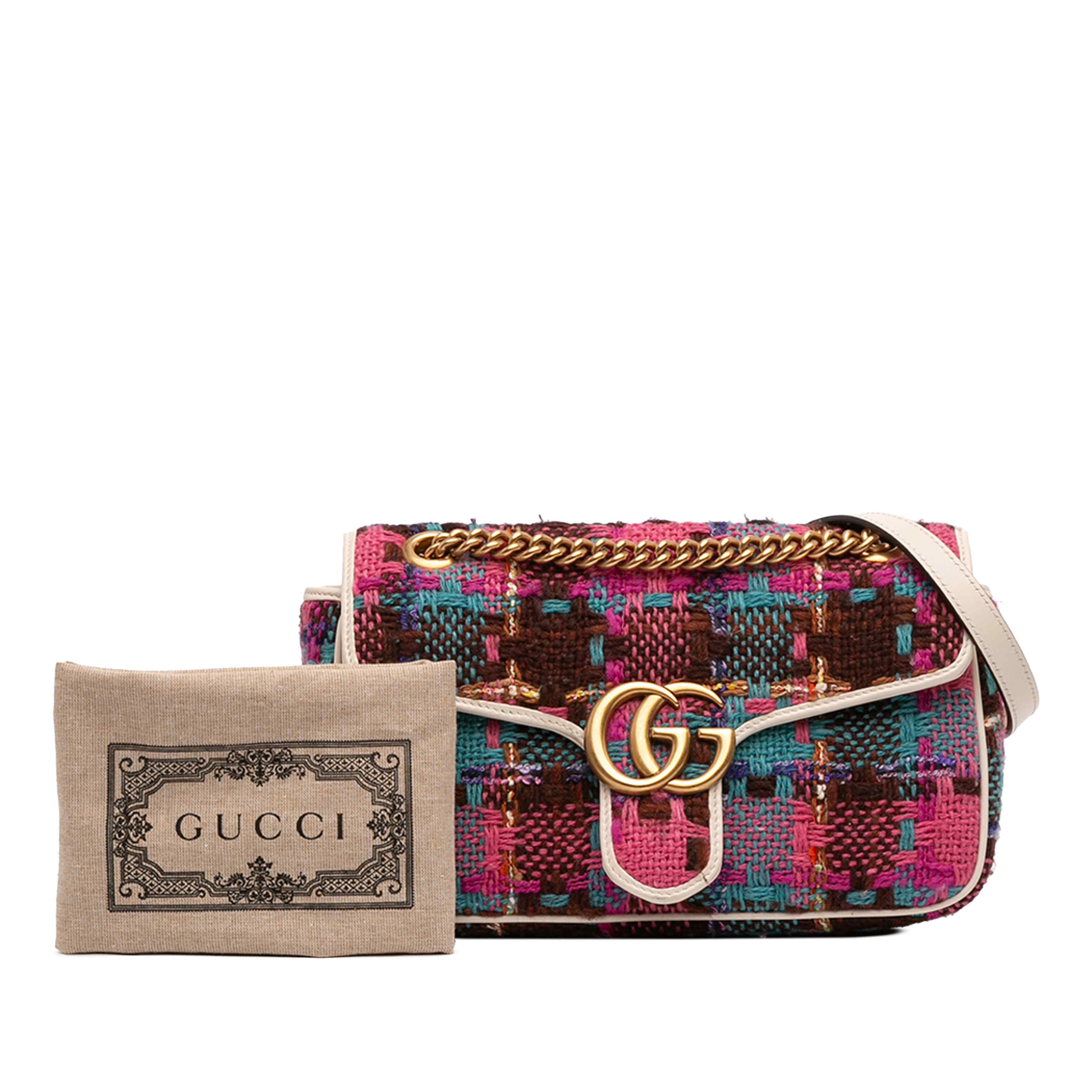 Gucci Medium Gg Marmont Tweed Shoulder Bag, från Luxclusif, i färgen rosa. Klicka för att öppna bilden i stort format