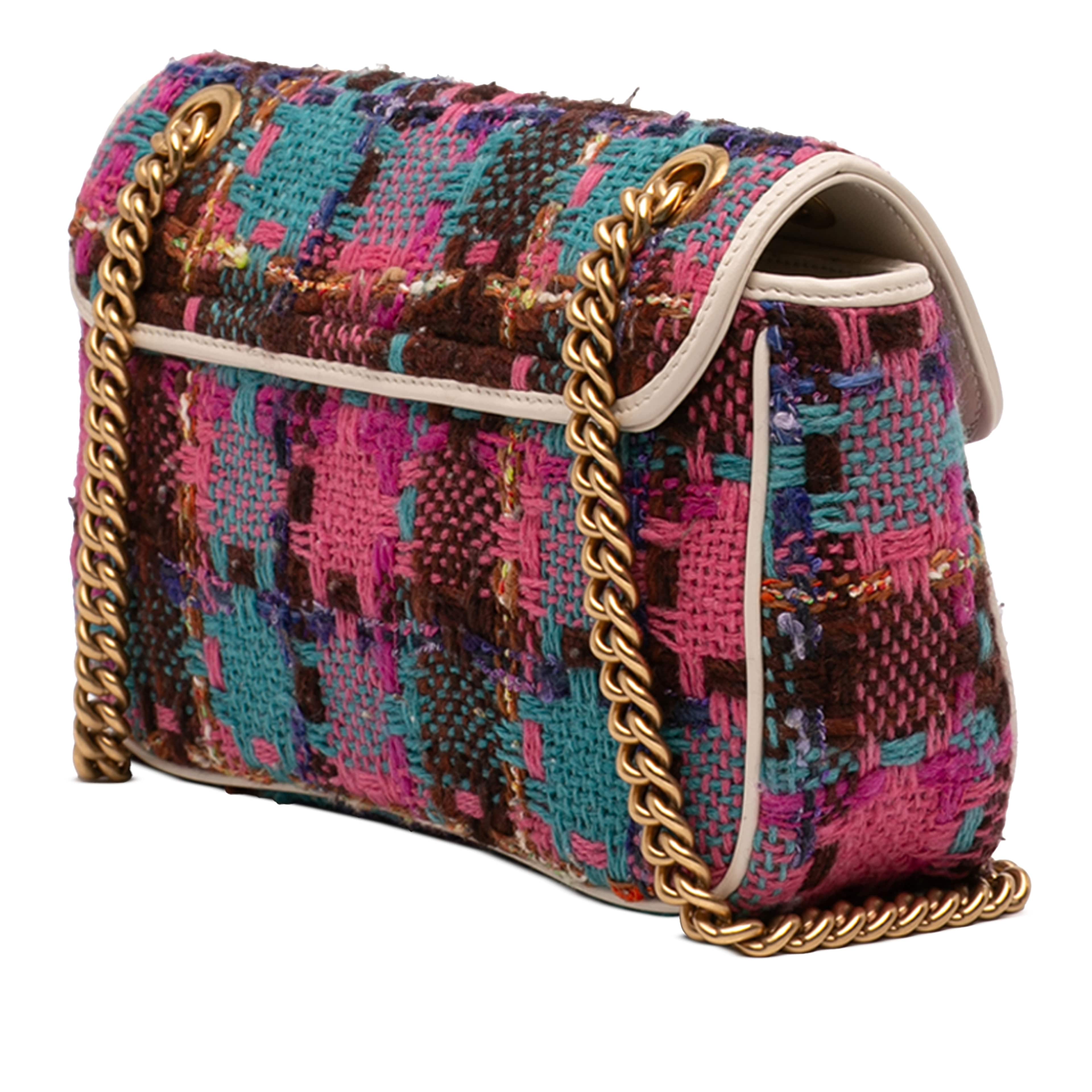 Gucci Medium Gg Marmont Tweed Shoulder Bag, från Luxclusif, i färgen rosa. Klicka för att öppna bilden i stort format
