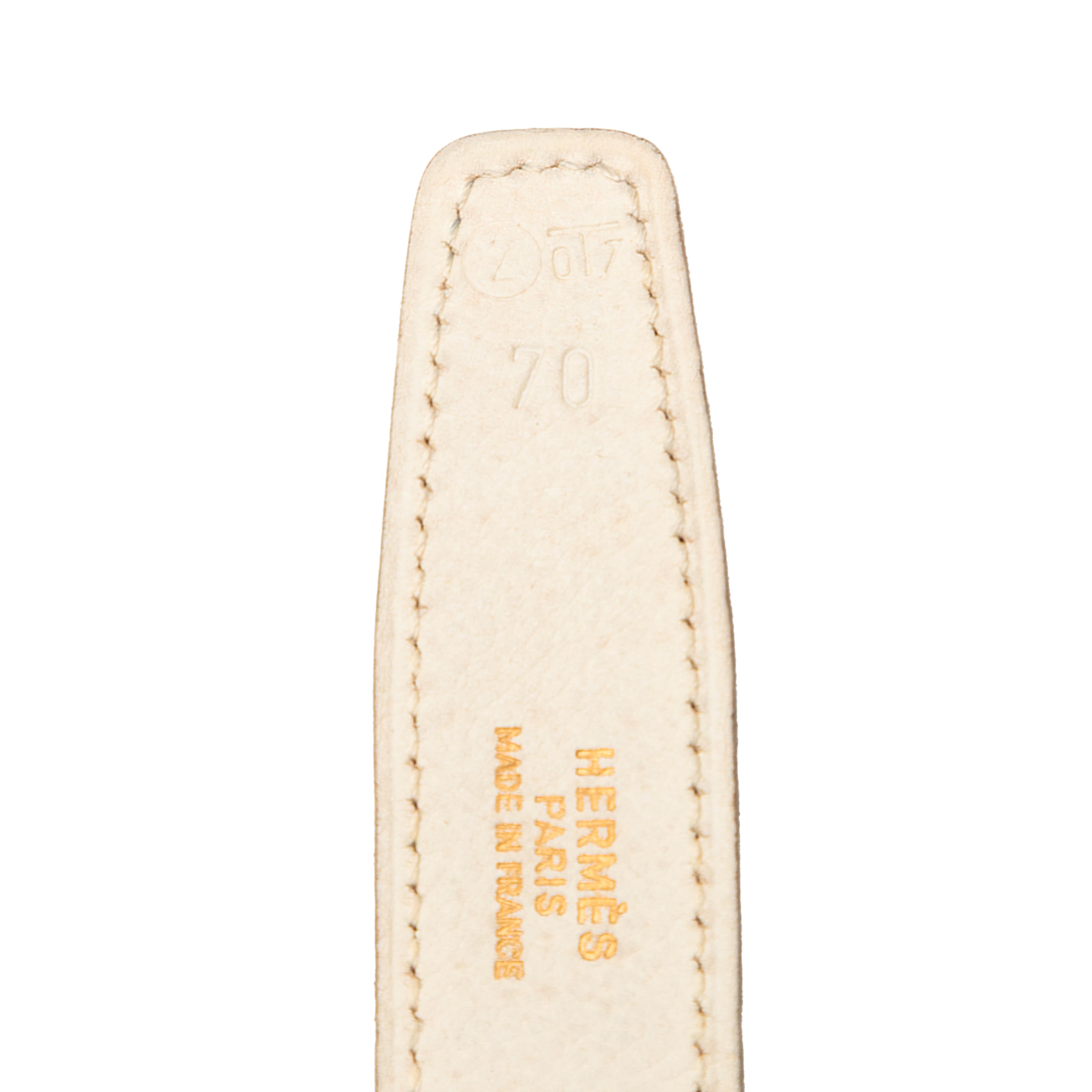 Hermès Clemence And Gulliver Constance H Reversible Belt, från Luxclusif, i färgen ivory. Klicka för att öppna bilden i stort format