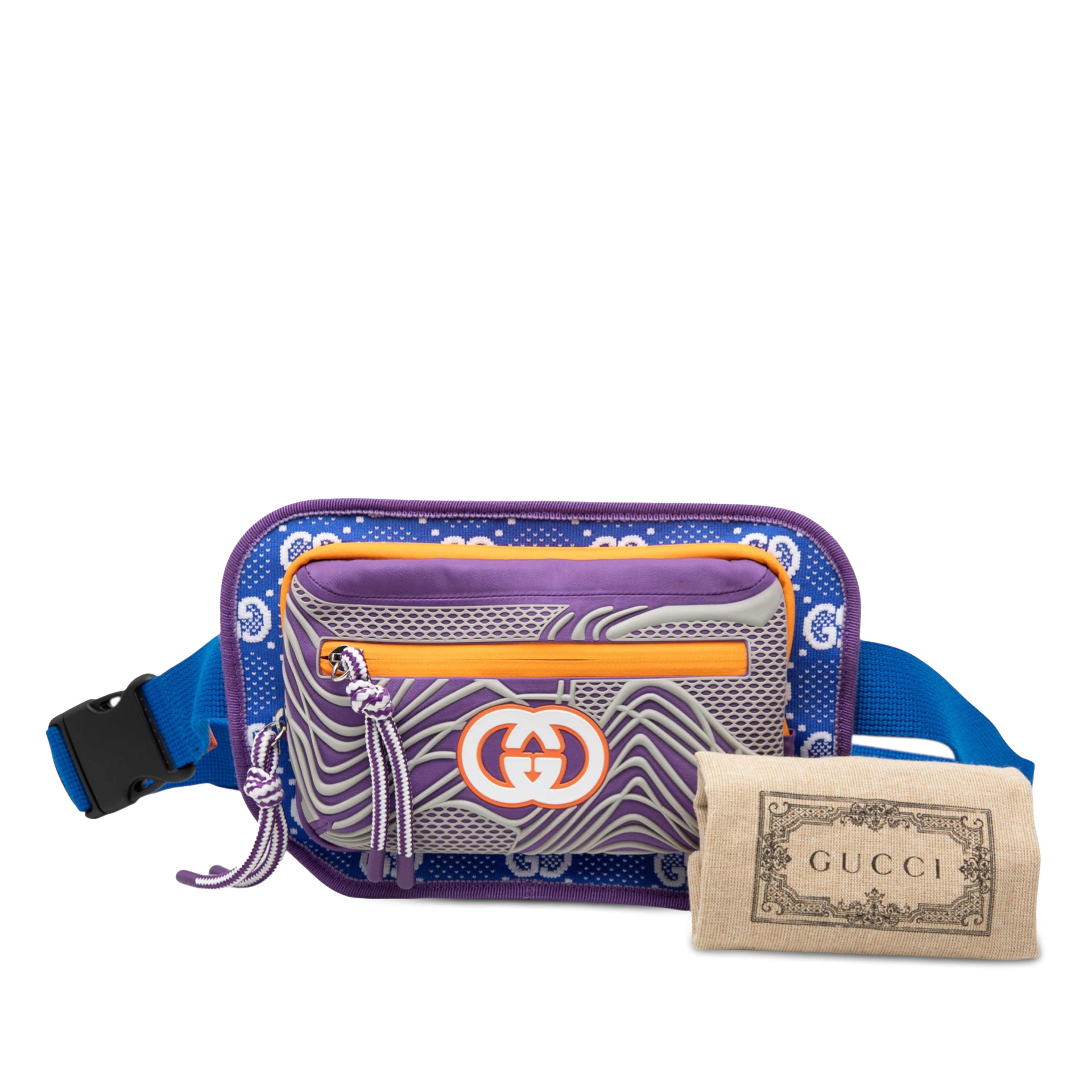 Gucci Gg Nylon And Rubber Belt Bag, från Luxclusif, i färgen blå. Klicka för att öppna bilden i stort format