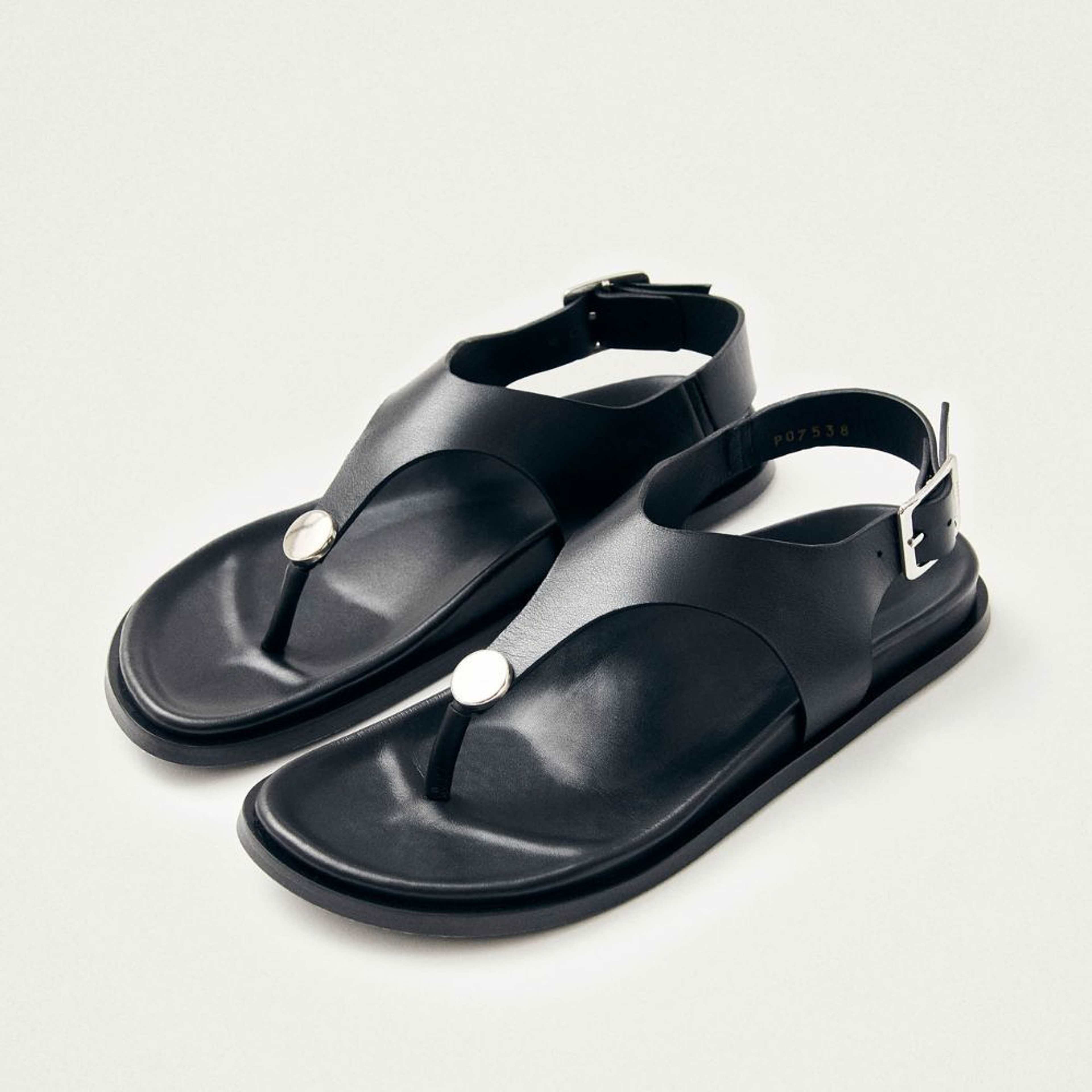 Harbor Black Leather Sandals