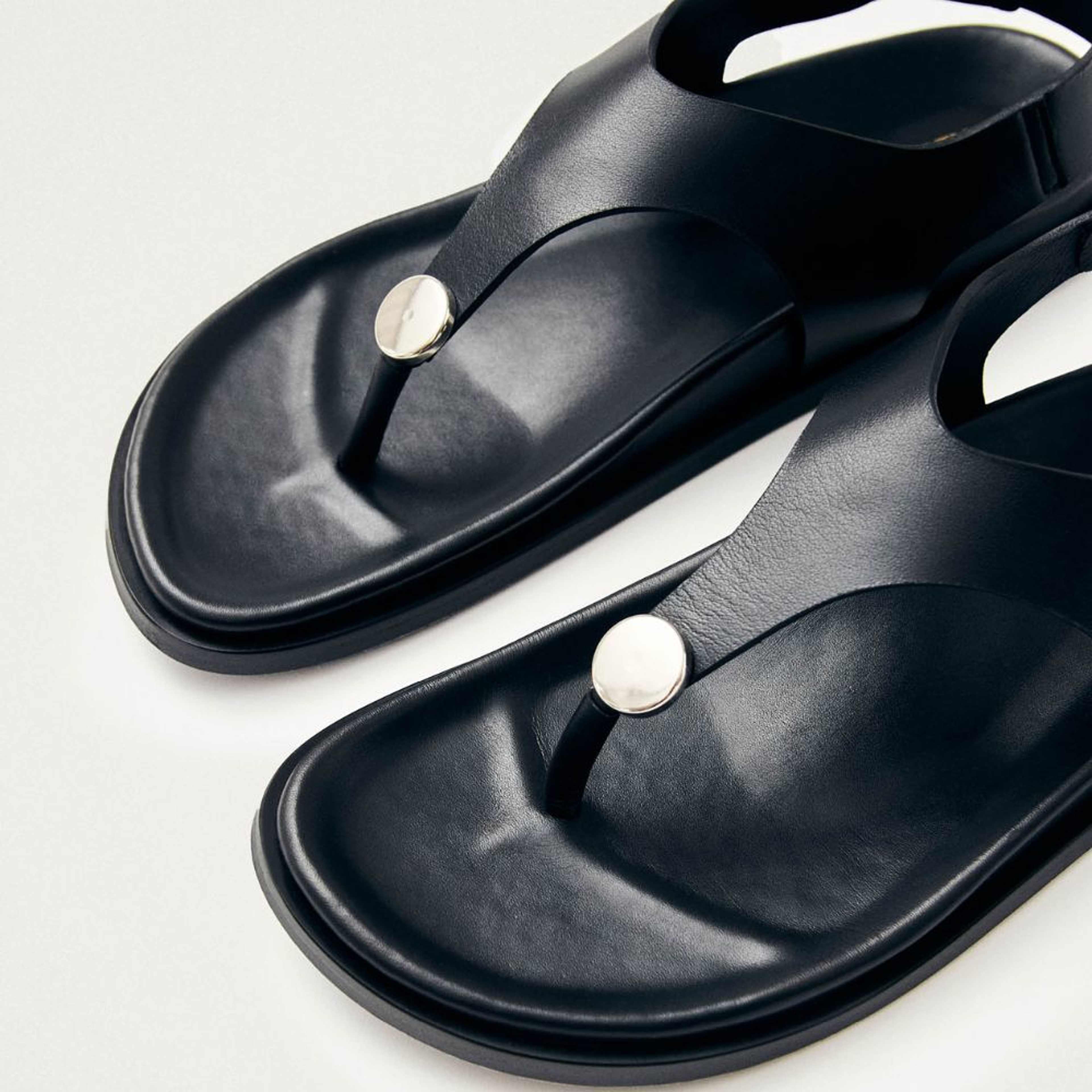 Harbor Black Leather Sandals
