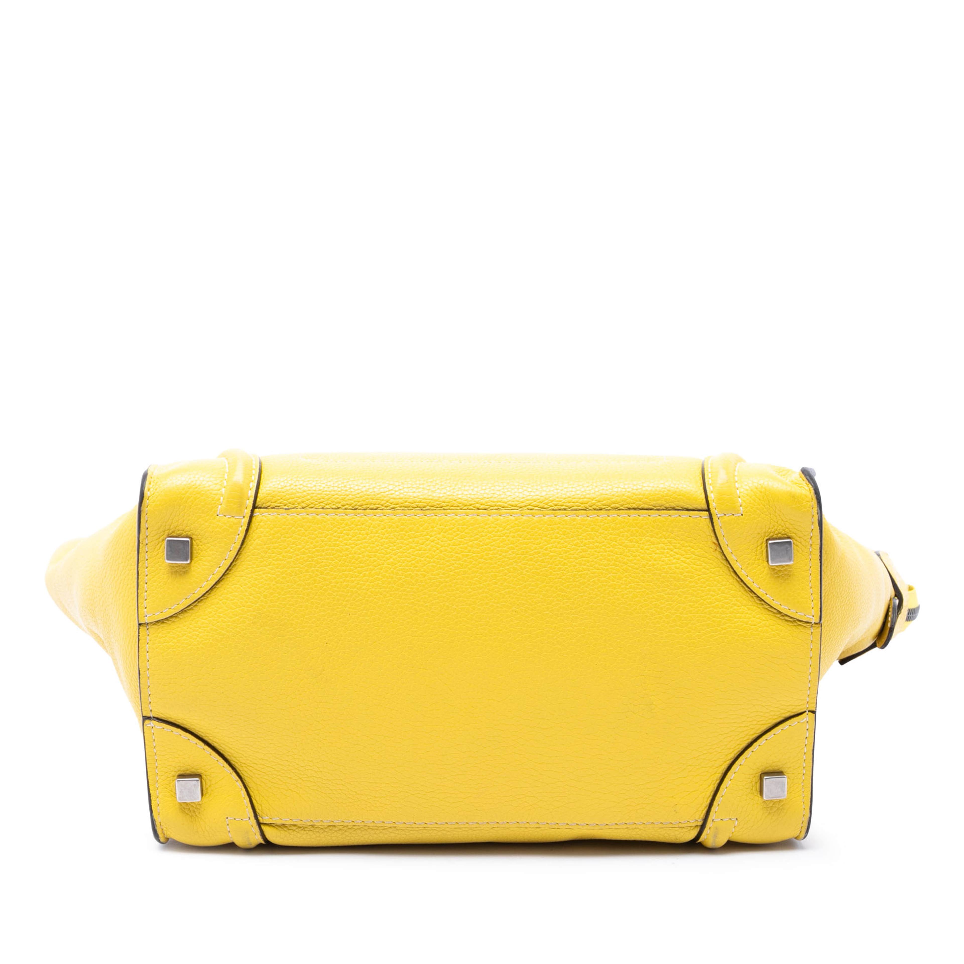 Celine Mini Drummed Calfskin Luggage Tote, från Luxclusif, i färgen gul. Klicka för att öppna bilden i stort format