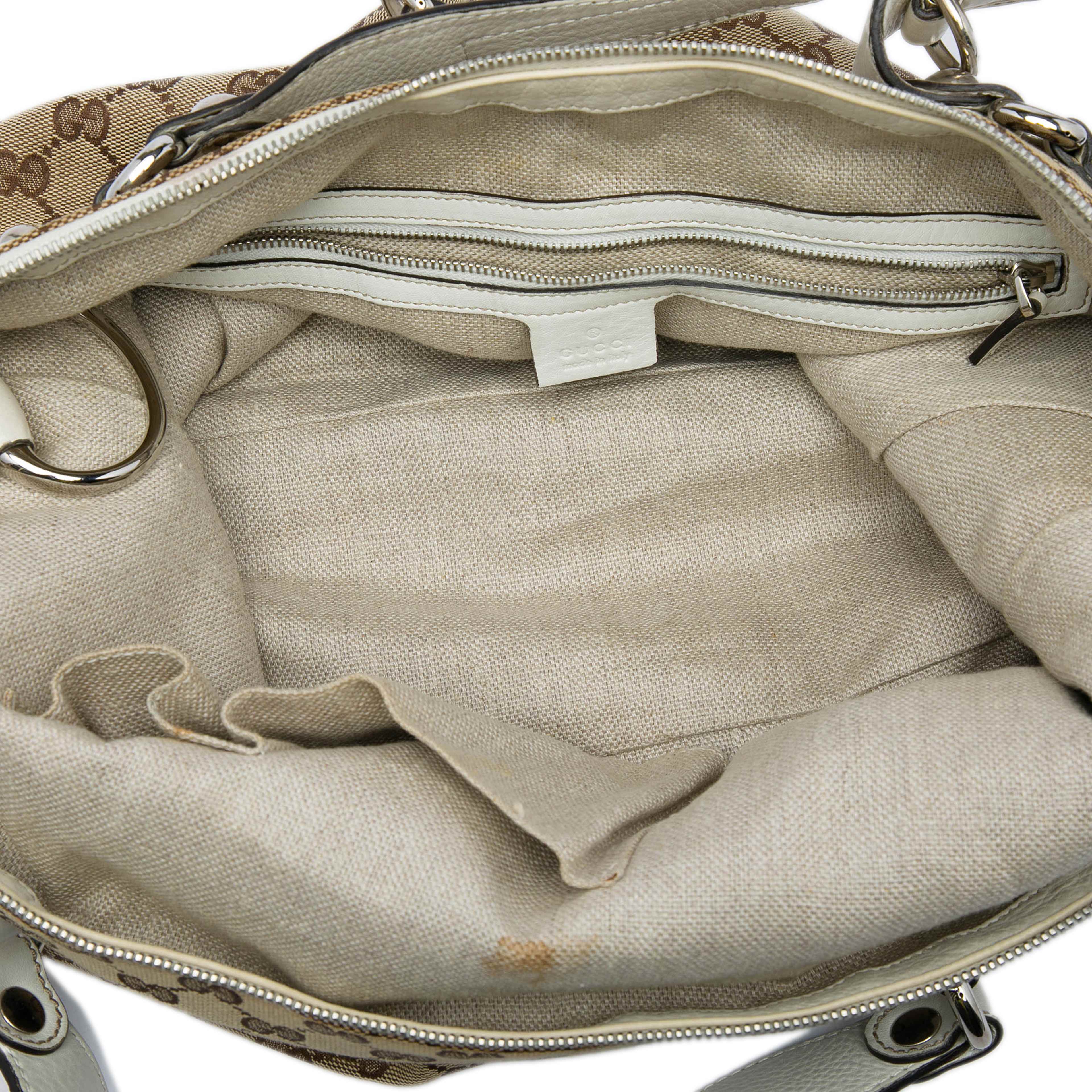 Gucci Gg Canvas Icon Bit Satchel, från Luxclusif, i färgen beige. Klicka för att öppna bilden i stort format