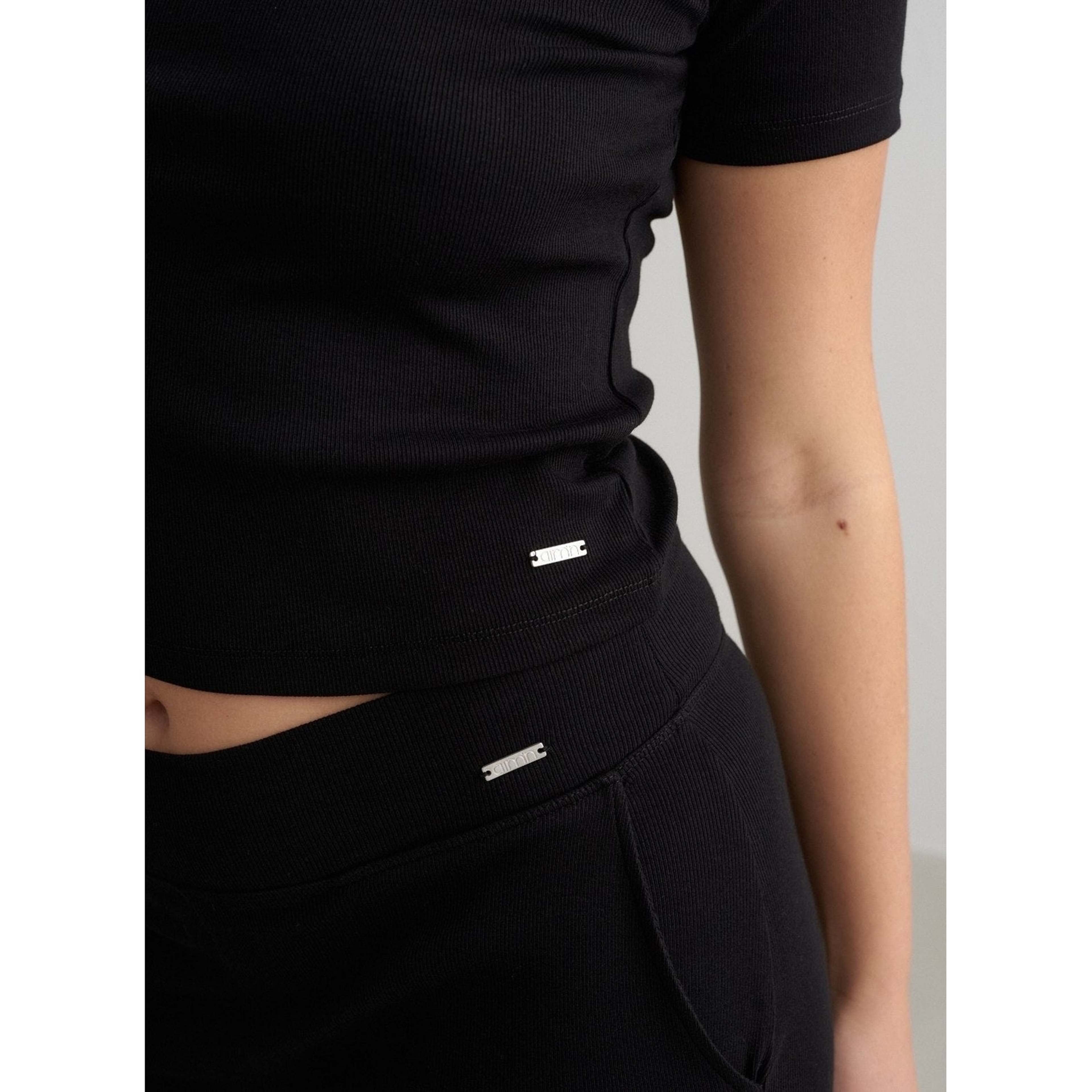 Black Ease Ribbed Short Sleeve