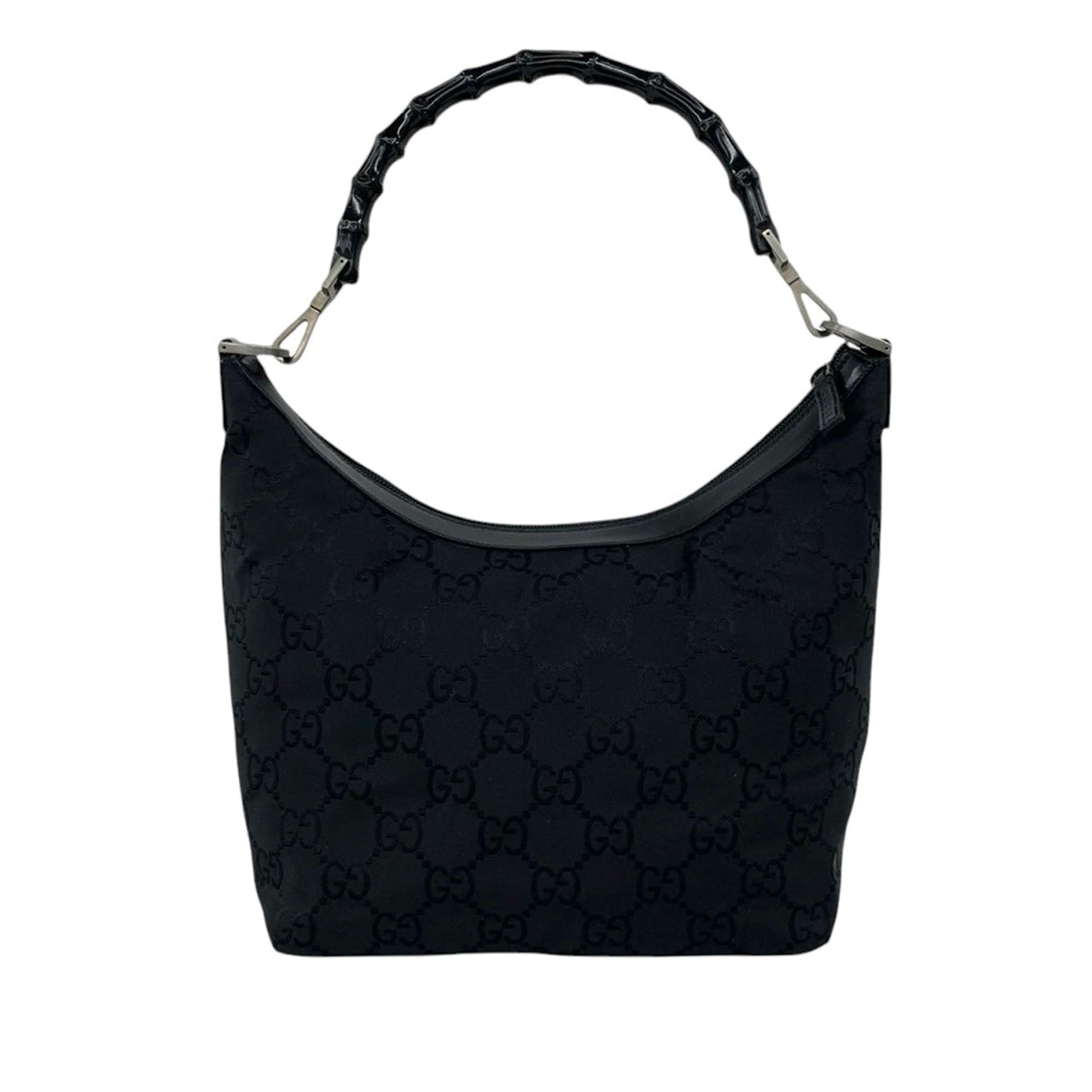 Gucci Gg Nylon Bamboo Shoulder Bag, från Luxclusif, i färgen svart. Klicka för att öppna bilden i stort format