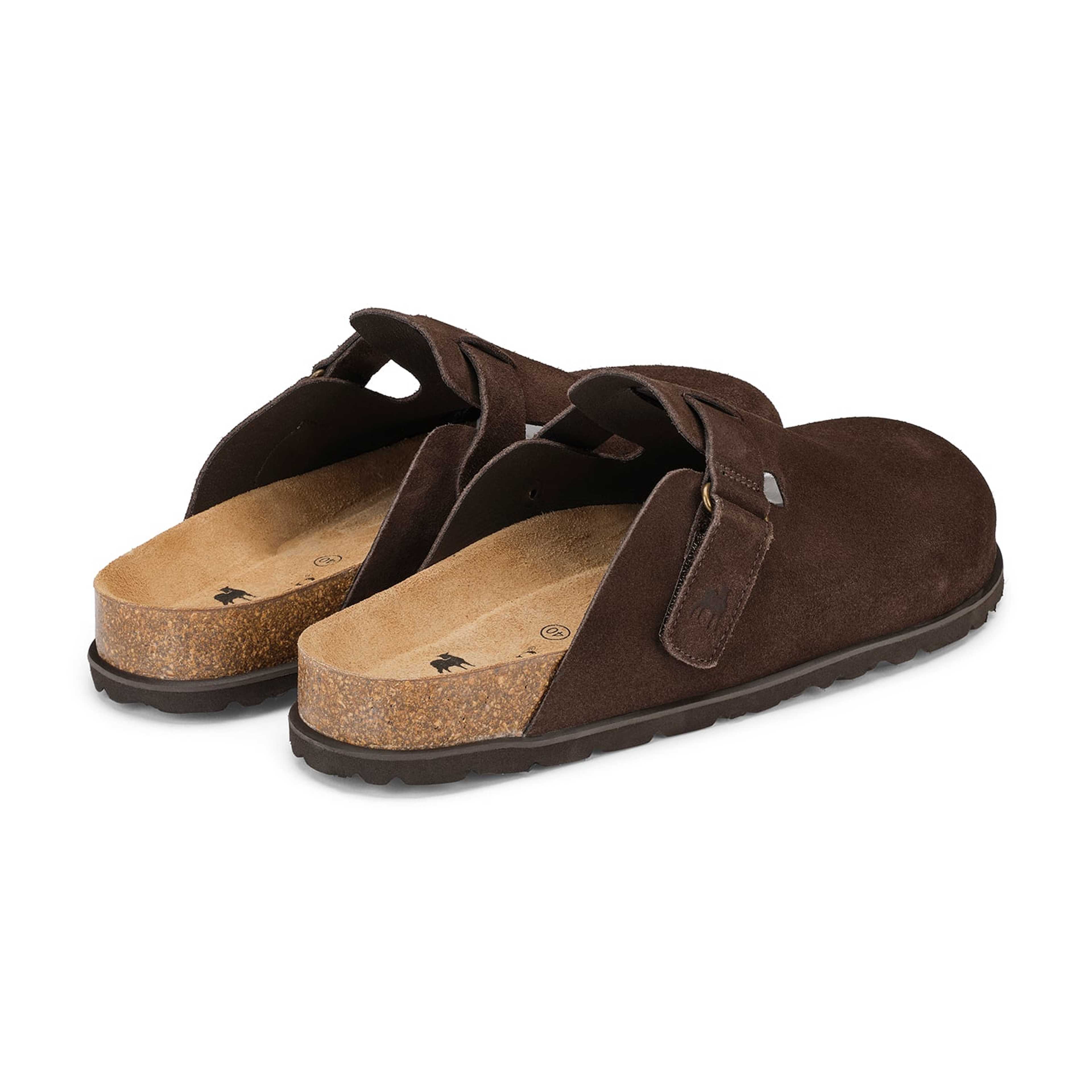 Roma Tofflor, från Shepherd, i färgen brun mocka. Klicka för att öppna bilden i stort format