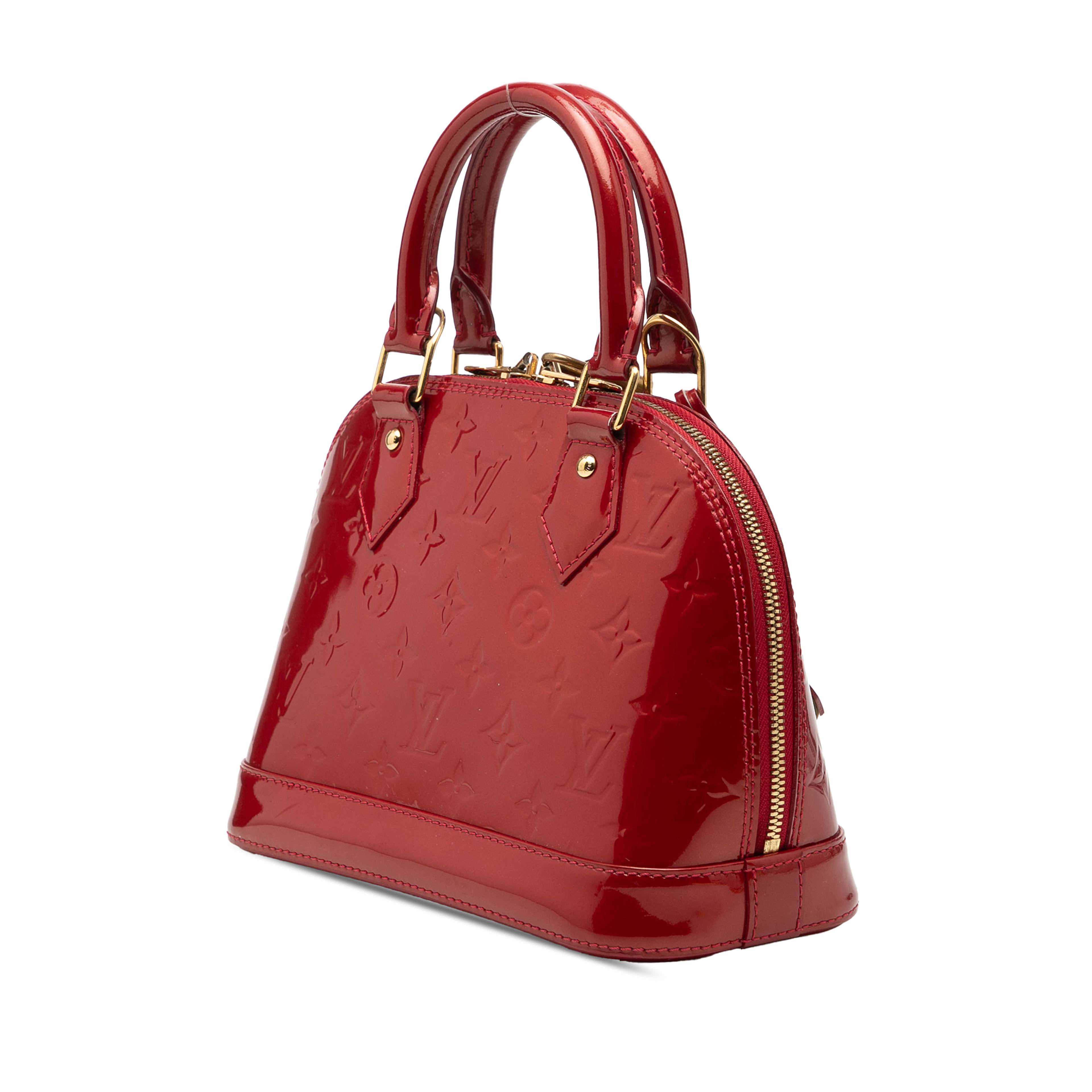 Louis Vuitton Monogram Vernis Alma Bb, från Luxclusif, i färgen red. Klicka för att öppna bilden i stort format