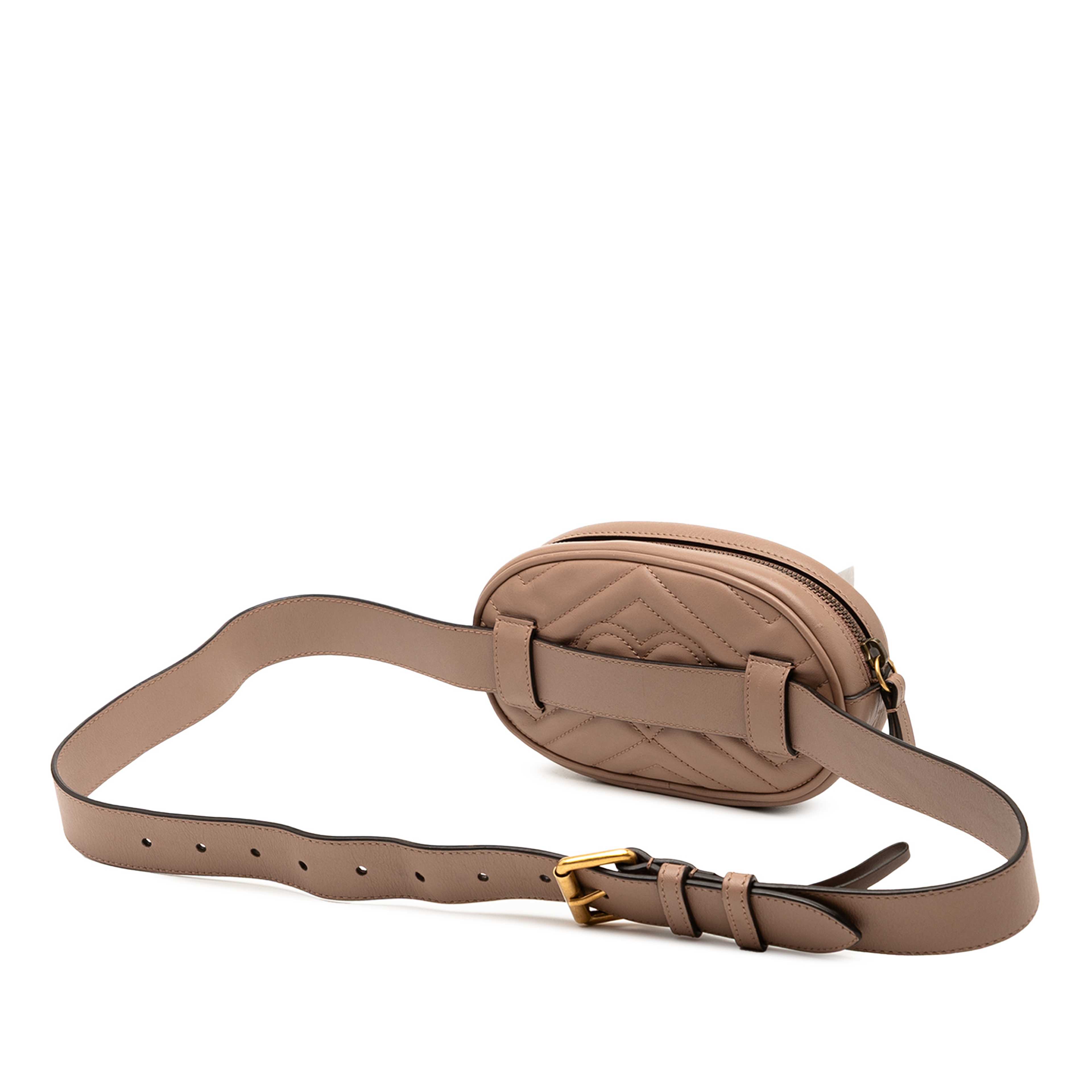 Gucci Gg Marmont Matelasse Leather Belt Bag, från Luxclusif, i färgen beige. Klicka för att öppna bilden i stort format