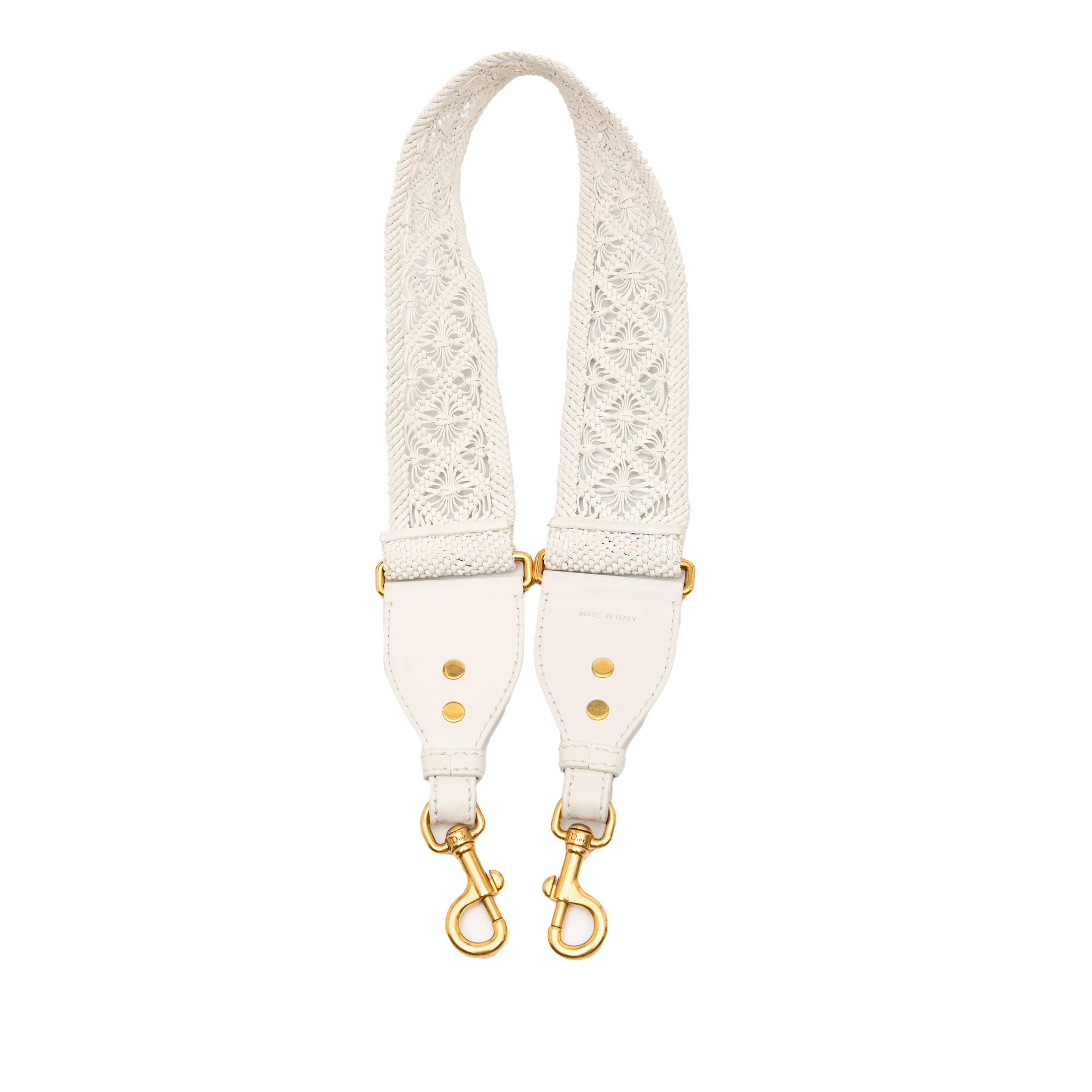 Dior Calfskin Macrame Shoulder Strap, från Luxclusif, i färgen white.