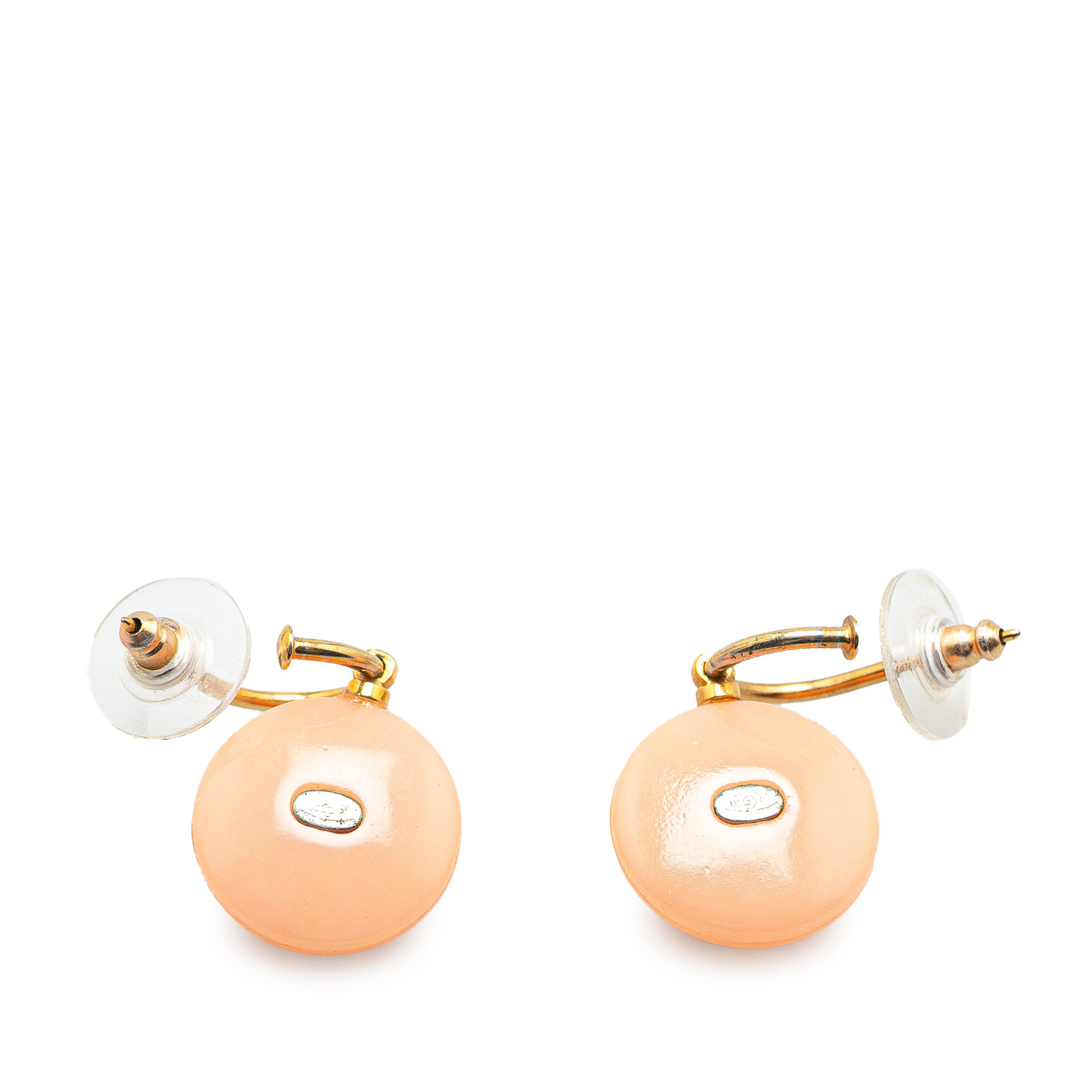 Chanel Gold Plated Faux Pearl Drop Push Back Earrings