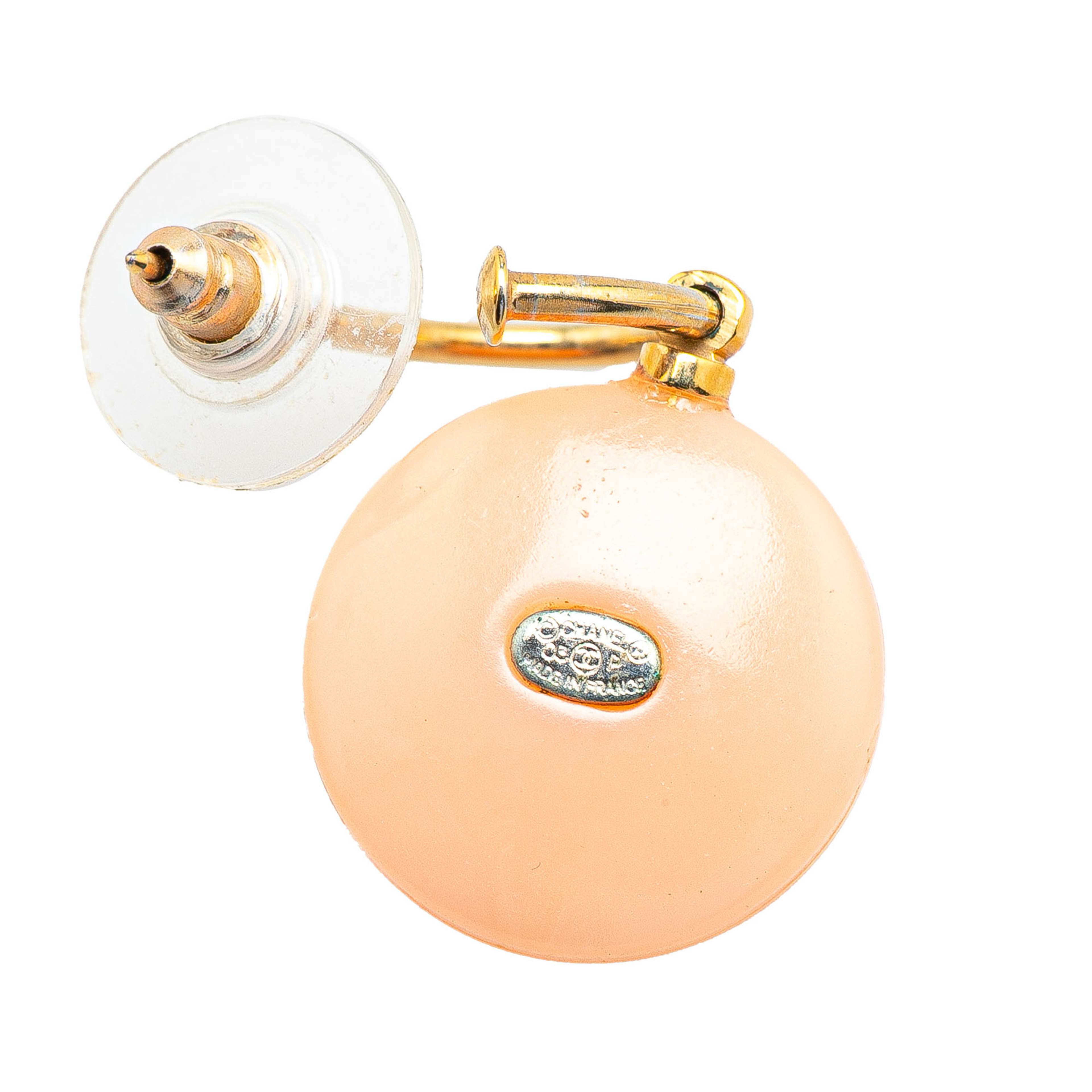 Chanel Gold Plated Faux Pearl Drop Push Back Earrings