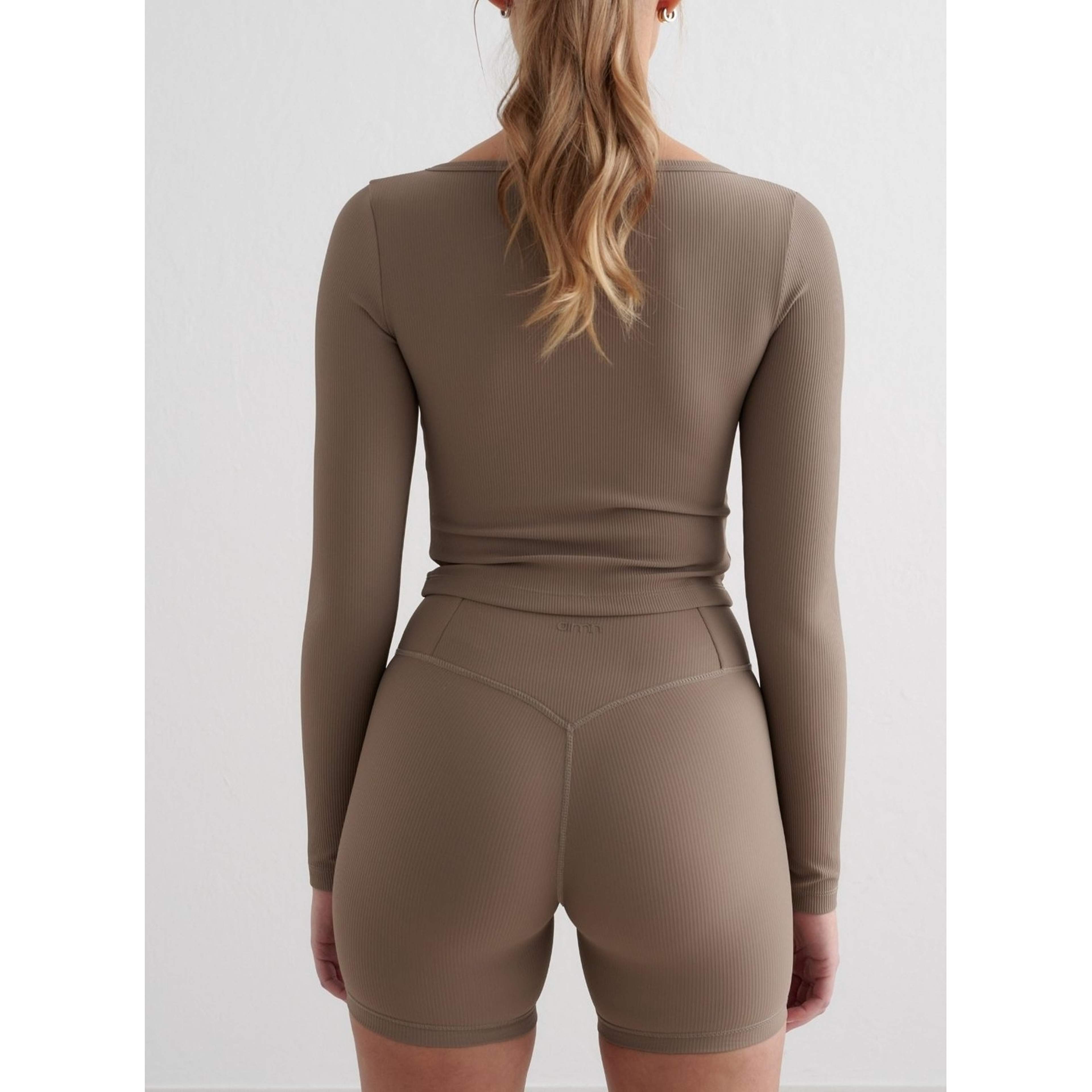 Nougat Ribbed Performance Zipped Cardigan