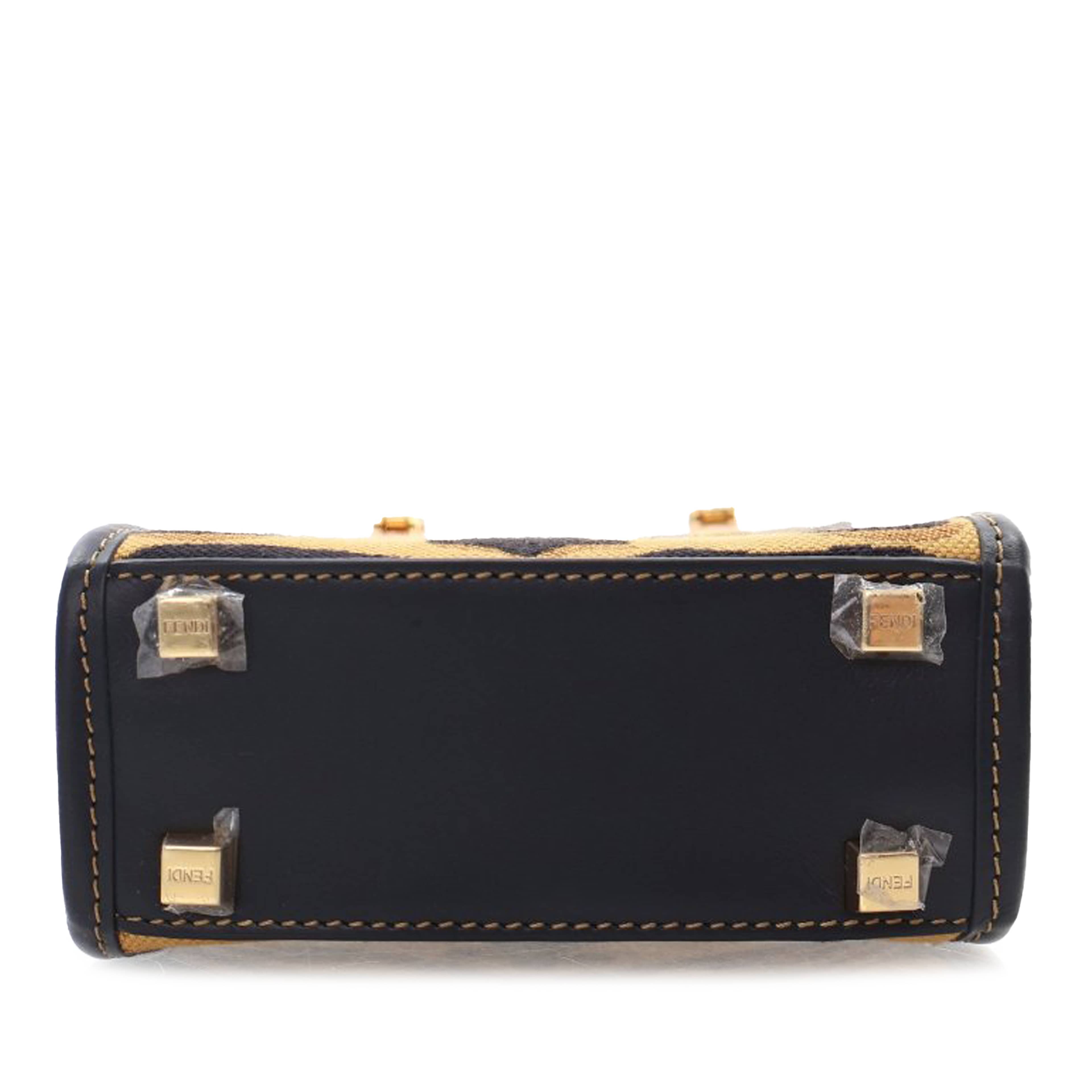 Fendi Mini Embroidered Canvas Zebra Print Sunshine Shopper Tote, från Luxclusif, i färgen brown. Klicka för att öppna bilden i stort format