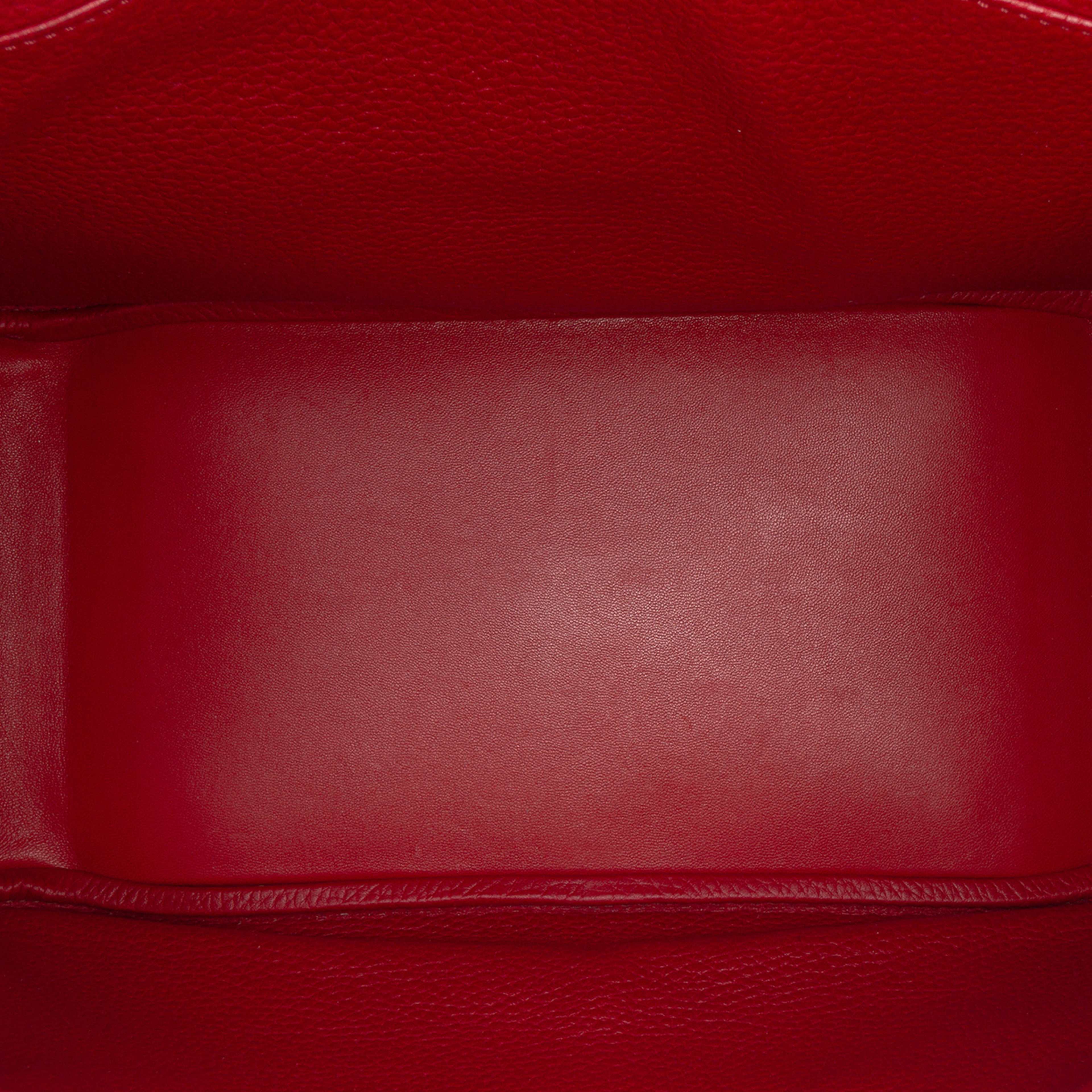 Hermès Clemence Lindy 34, från Luxclusif, i färgen dark red.
