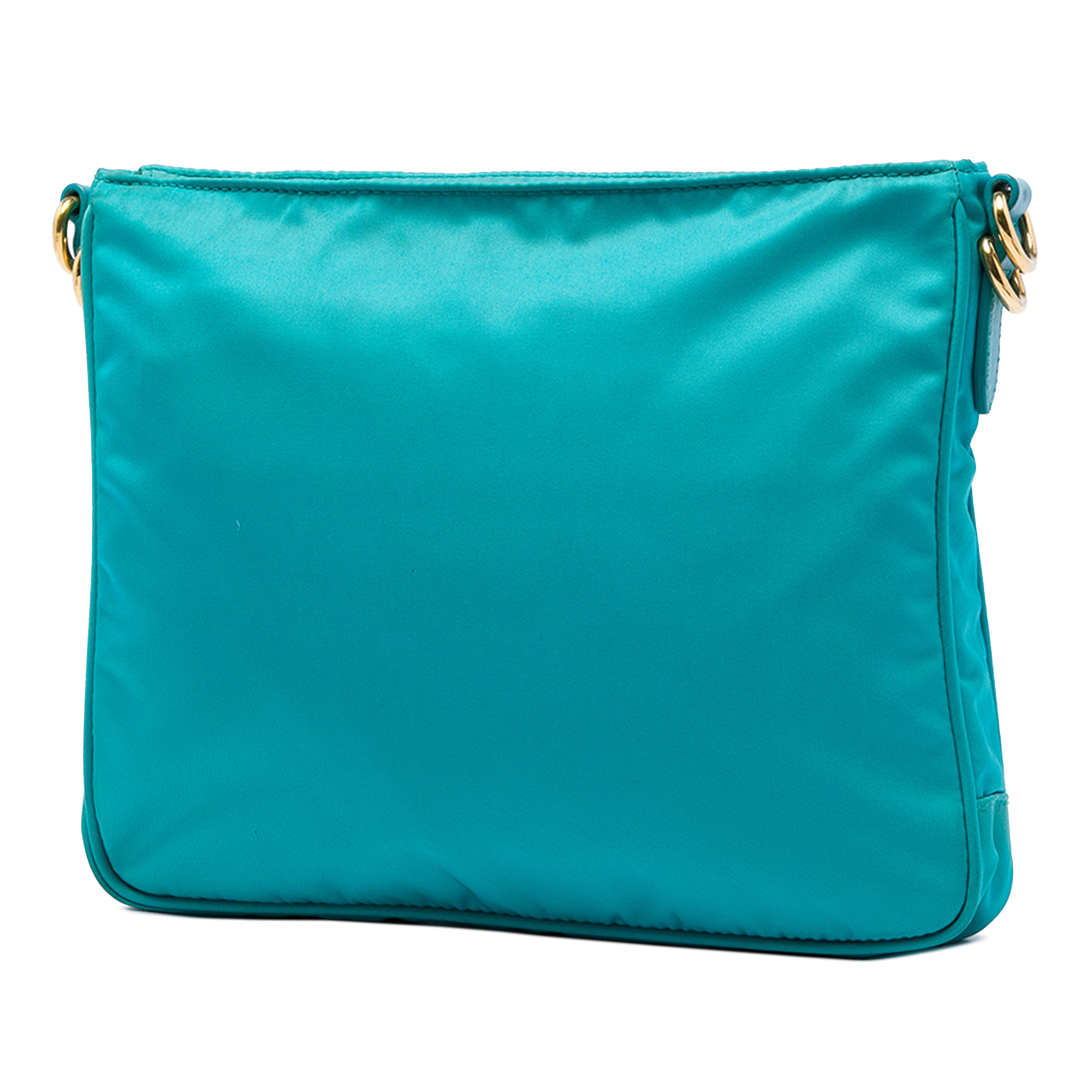 Prada Saffiano Trimmed Tessuto Zip Top Crossbody, från Luxclusif, i färgen blå. Klicka för att öppna bilden i stort format