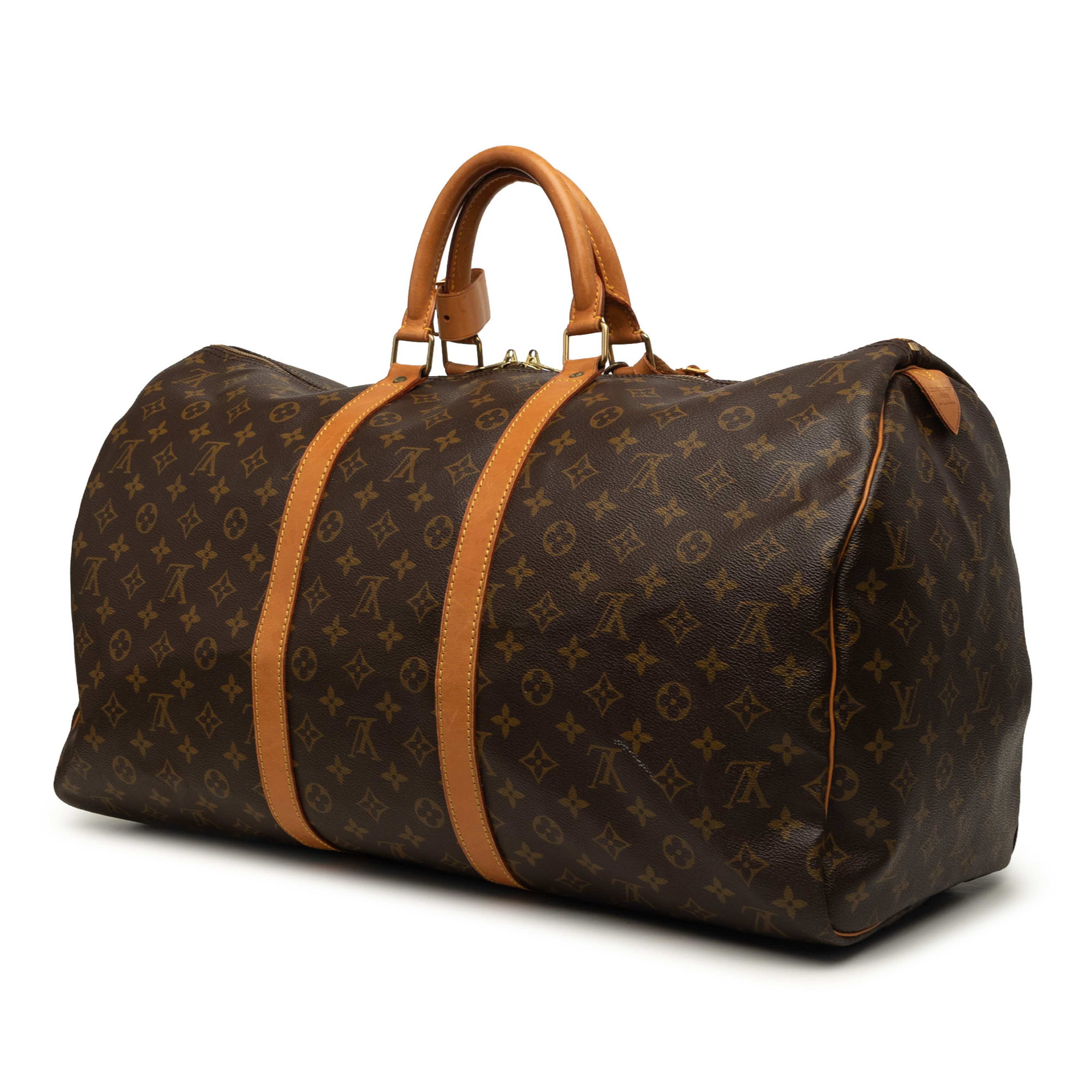 Louis Vuitton Monogram Keepall 55, från Luxclusif, i färgen brun. Klicka för att öppna bilden i stort format