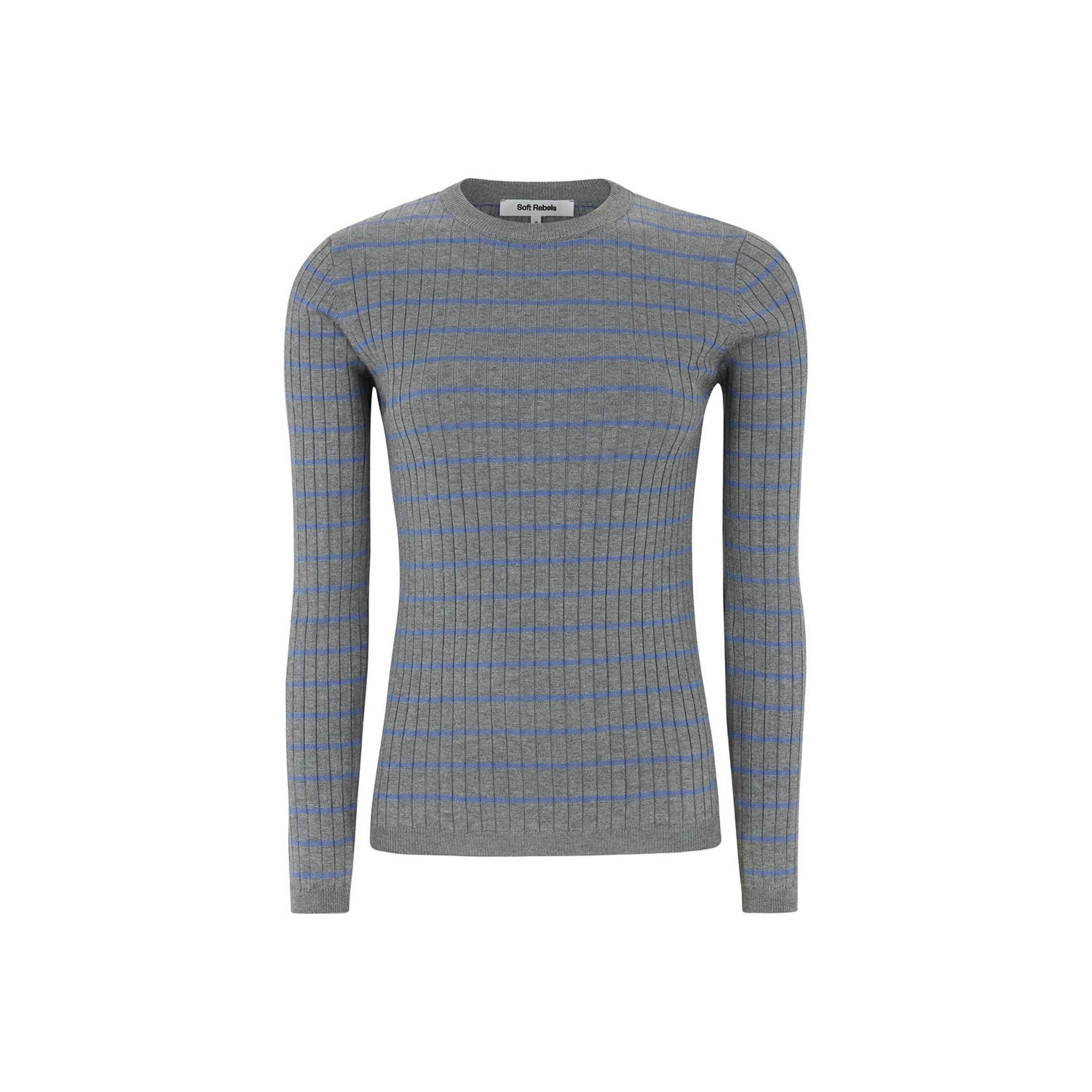 Srnoa Stripe Knit - Medium Grey Melange