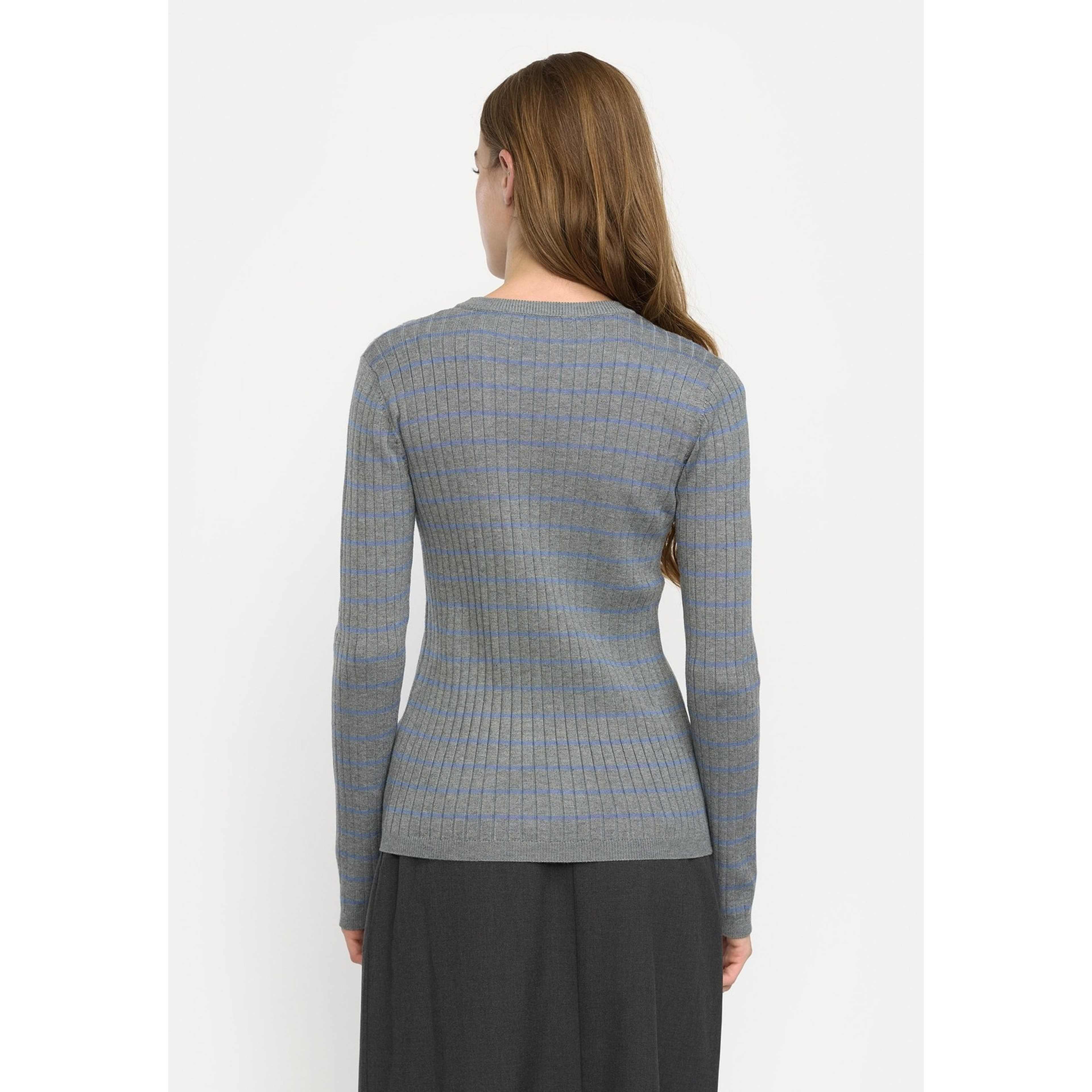 Srnoa Stripe Knit - Medium Grey Melange