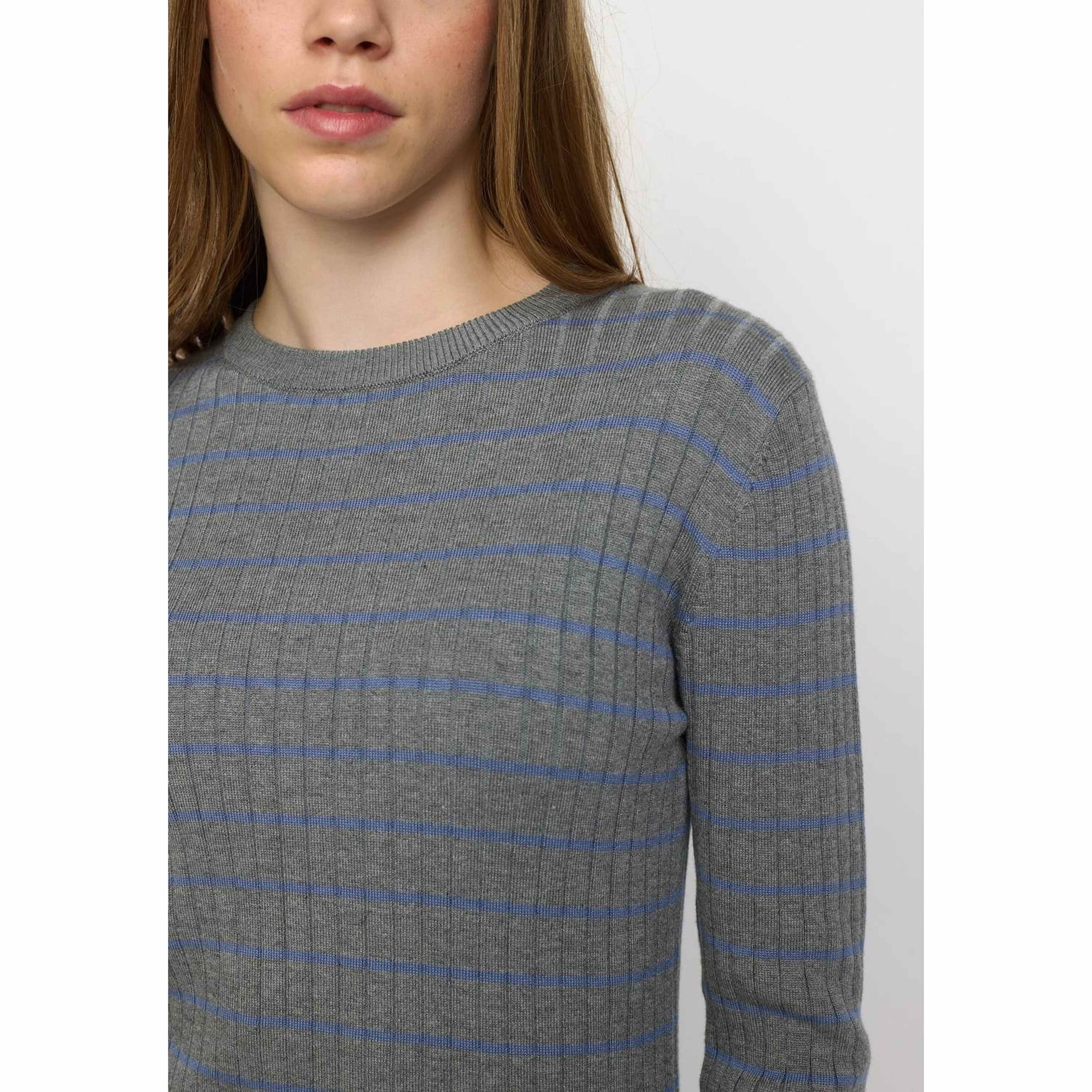 Srnoa Stripe Knit - Medium Grey Melange