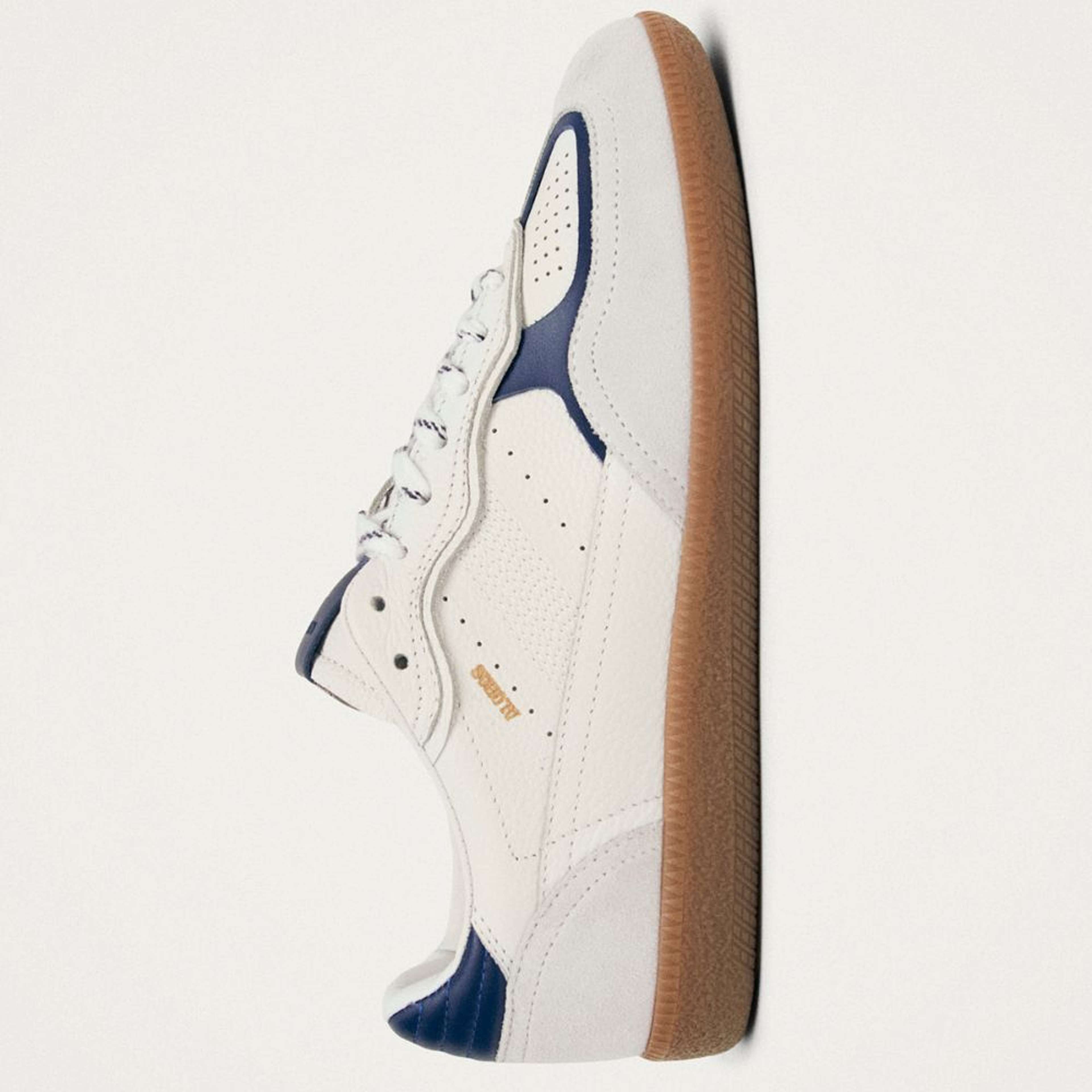 Tb.490 Rife Grain White Navy Leather Sneakers